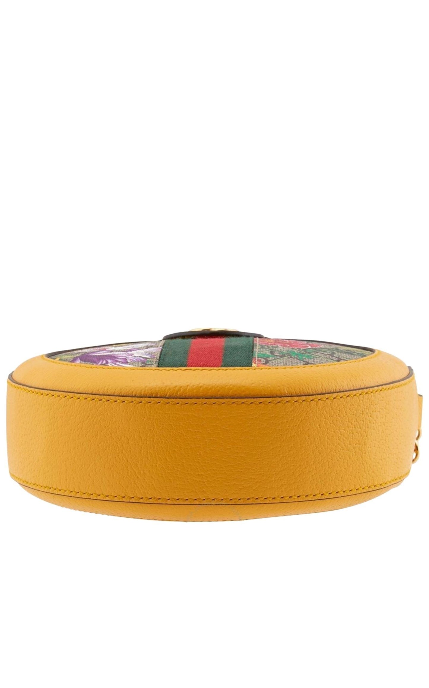 Gucci Mini Ophidia GG Flora Round Shoulder Bag in Yellow –