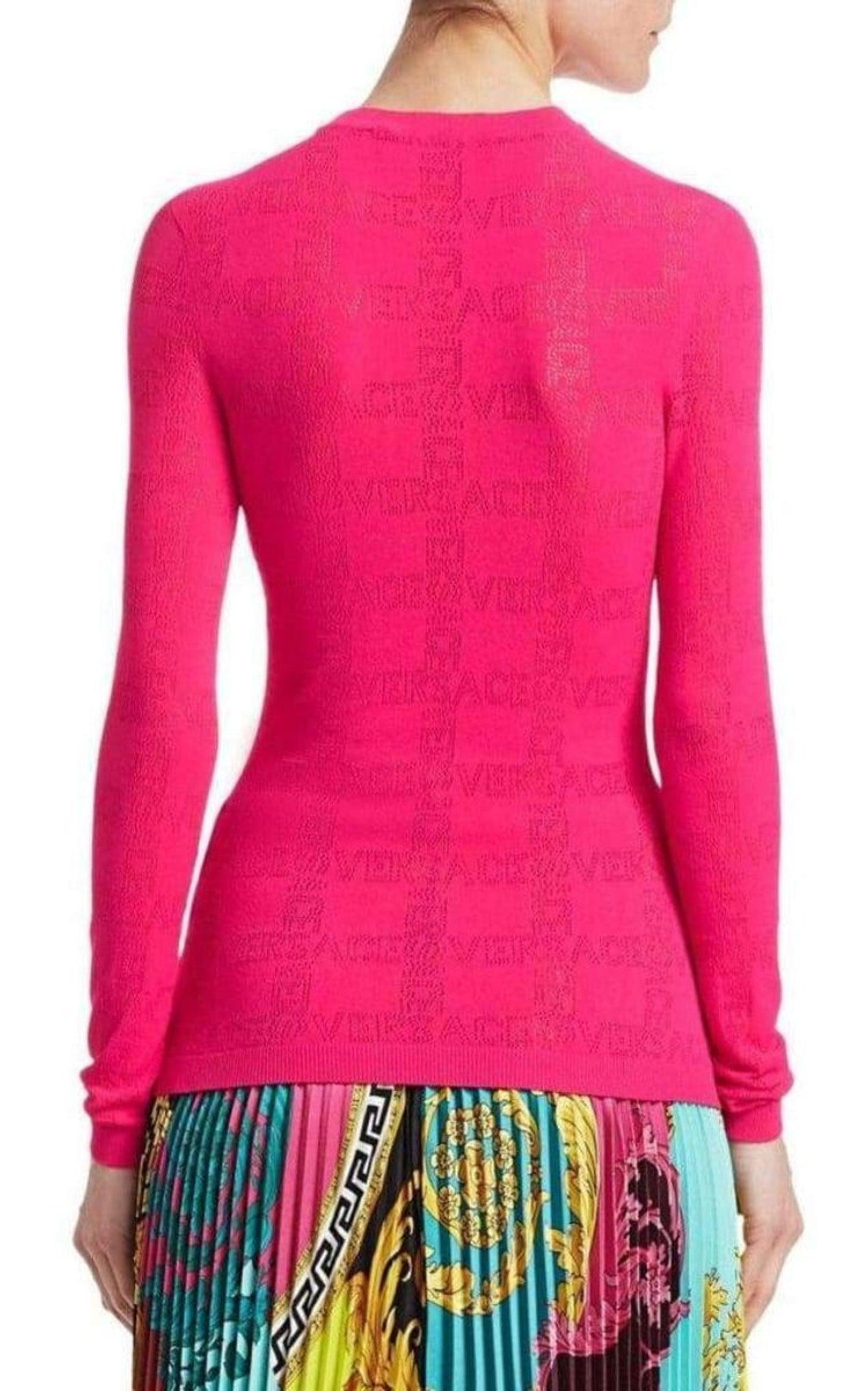  VersacePerforated Logo Stretch Knit Sweater - Runway Catalog