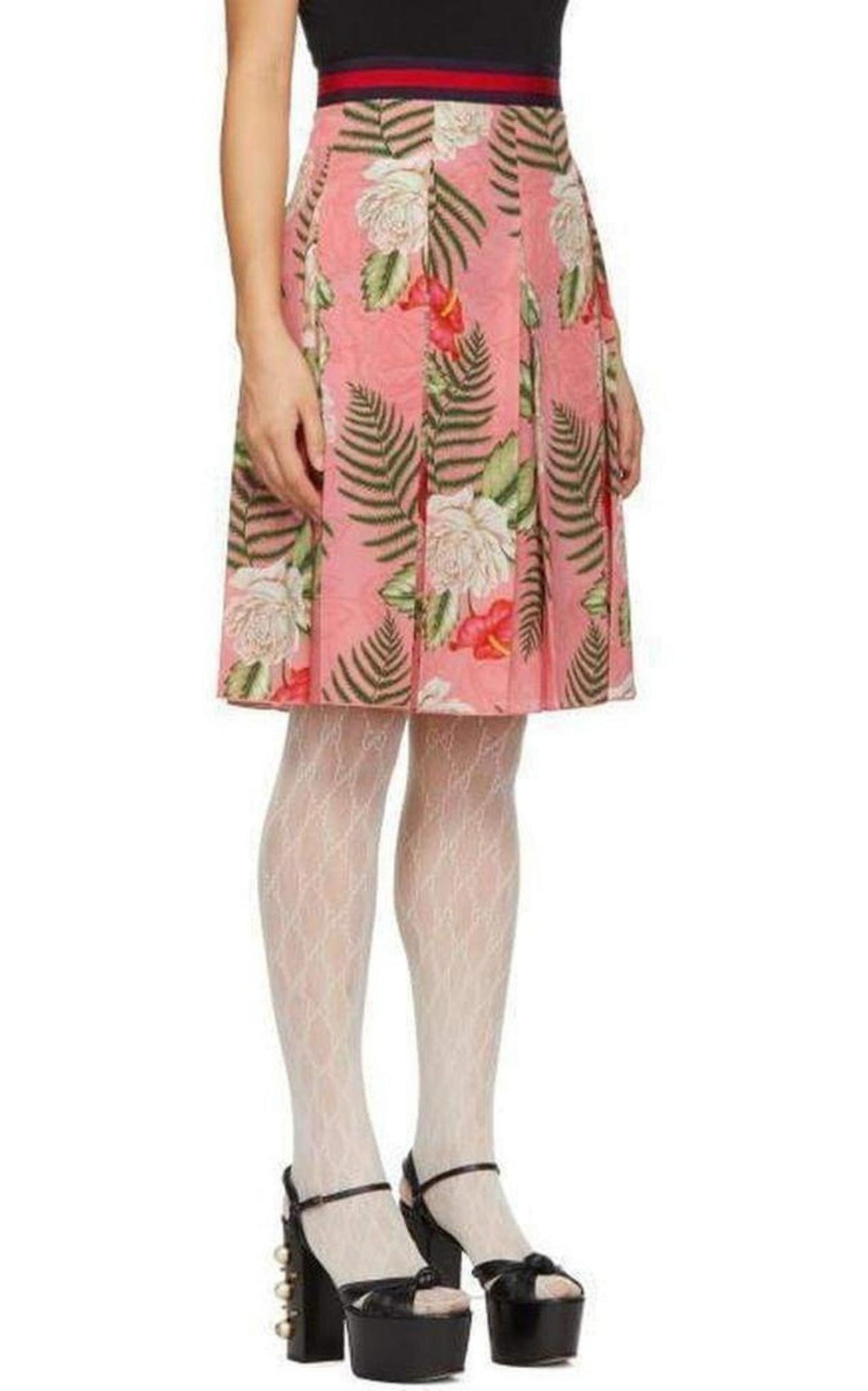  GucciPink Floral Pleated Mini Skirt - Runway Catalog