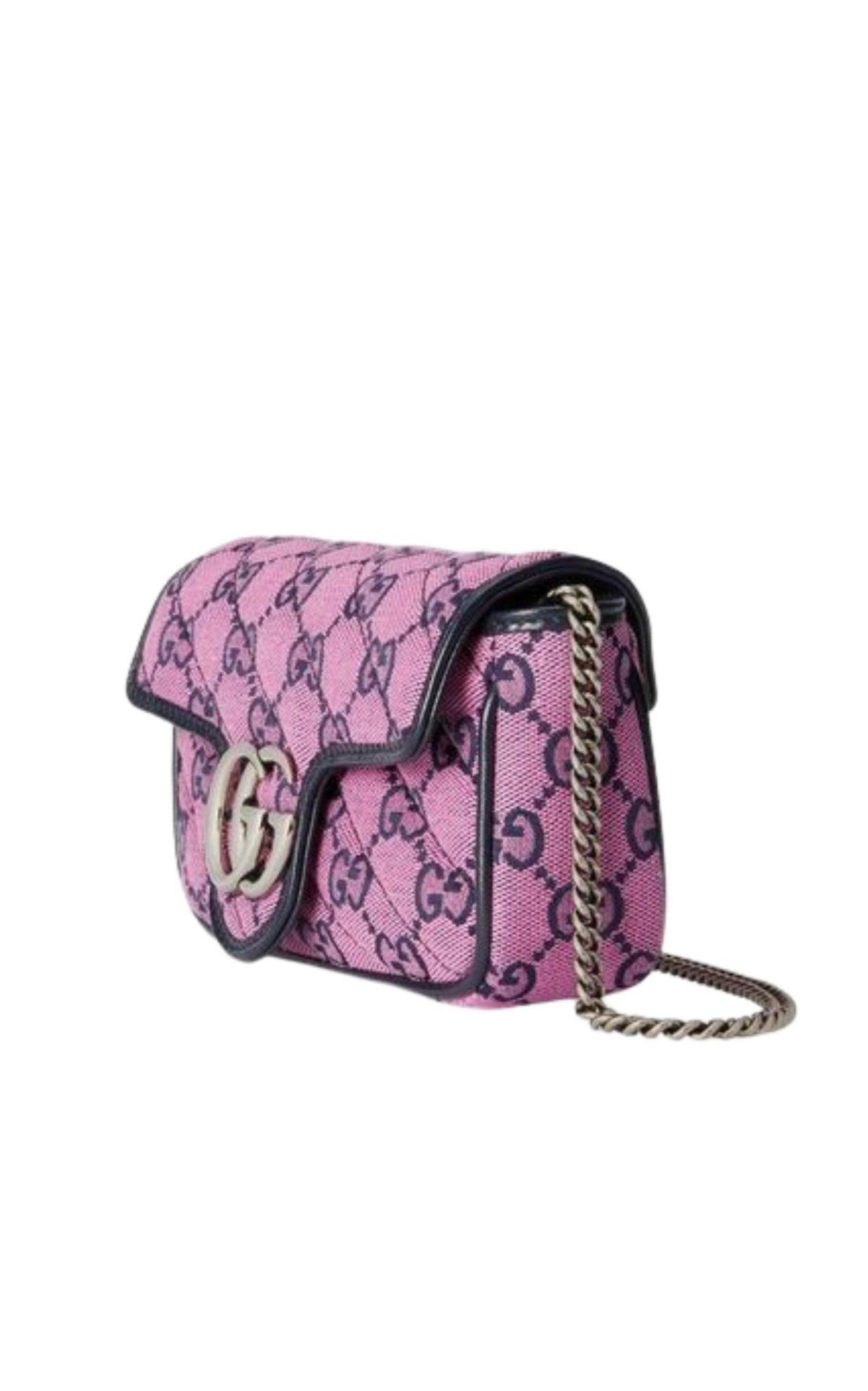 Authentic Gucci Marmont Pink Super Mini Canvas Shoulder Bag