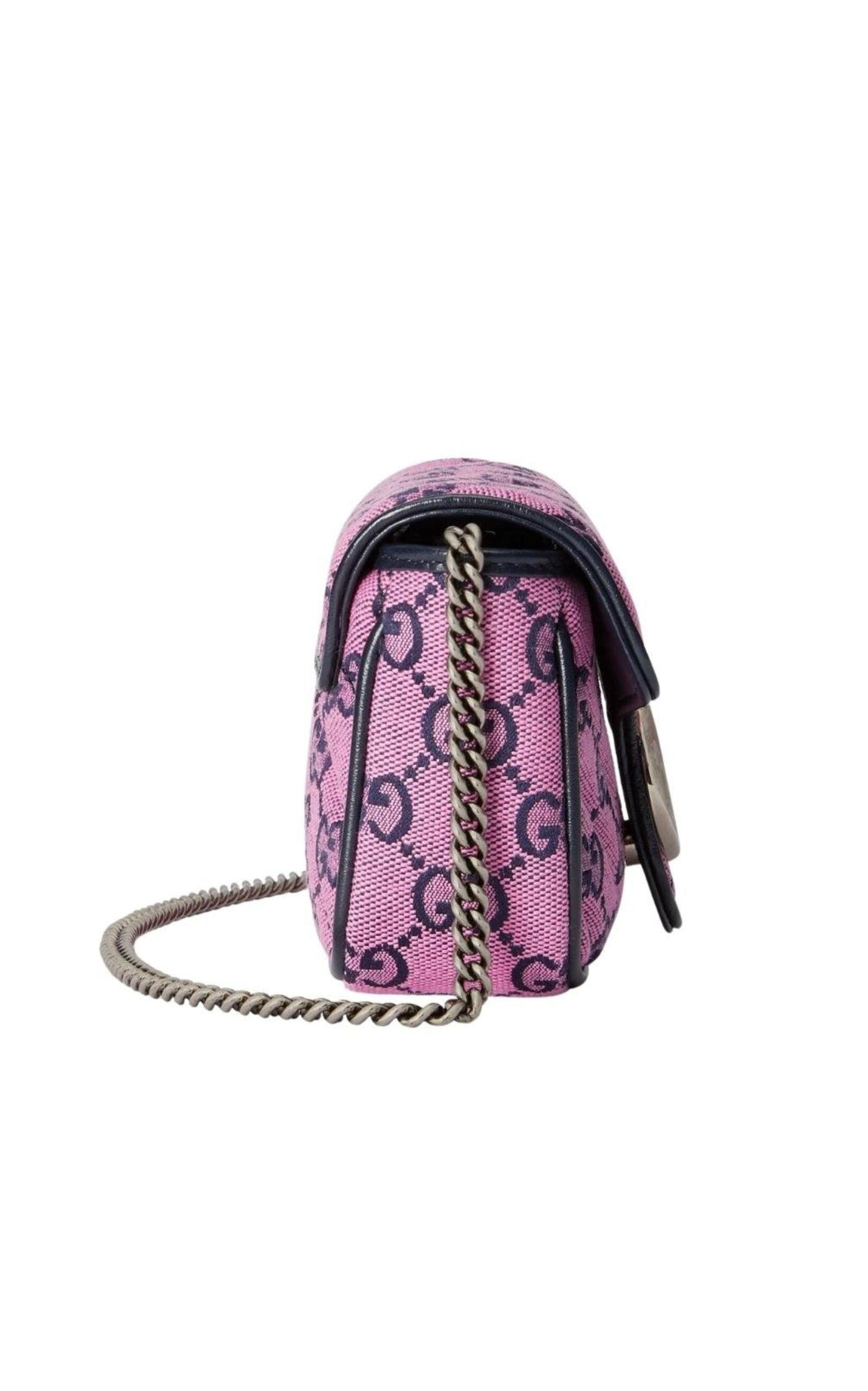 Authentic Gucci Marmont Pink Super Mini Canvas Shoulder Bag
