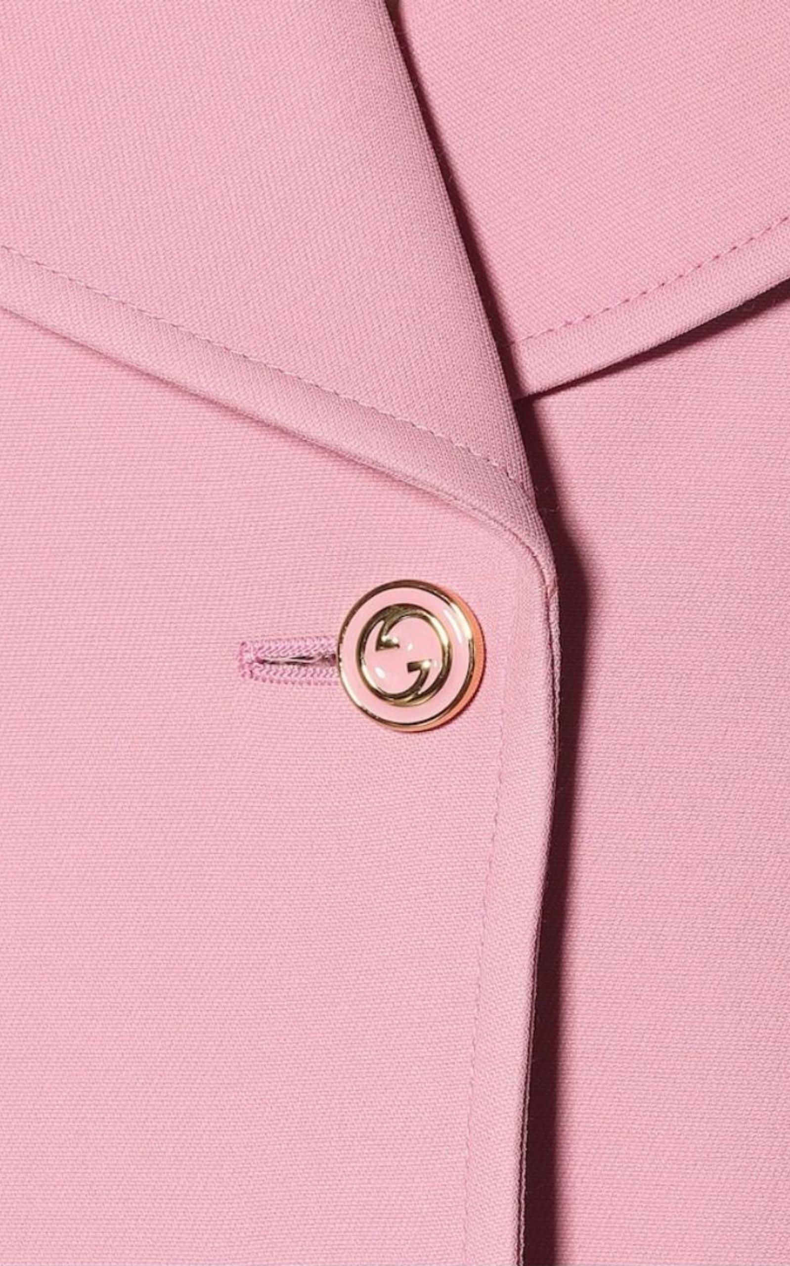 Gucci Double Breasted Wool Women's Monogram Lining Blazer Jacket Size US 8