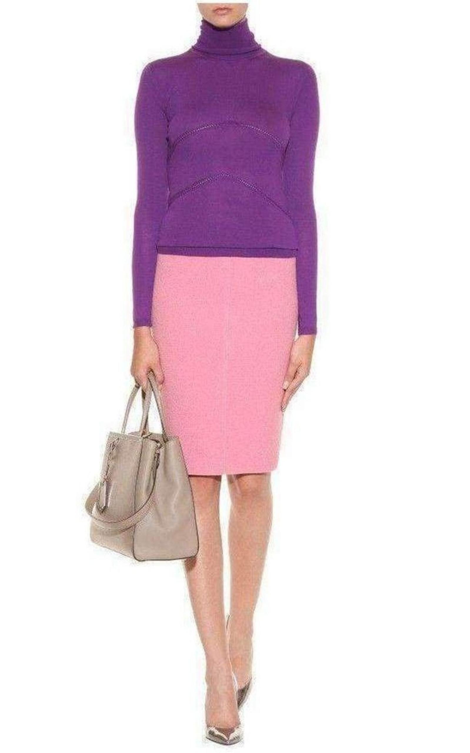  Nina RicciPink Textured Wool Pencil Skirt - Runway Catalog