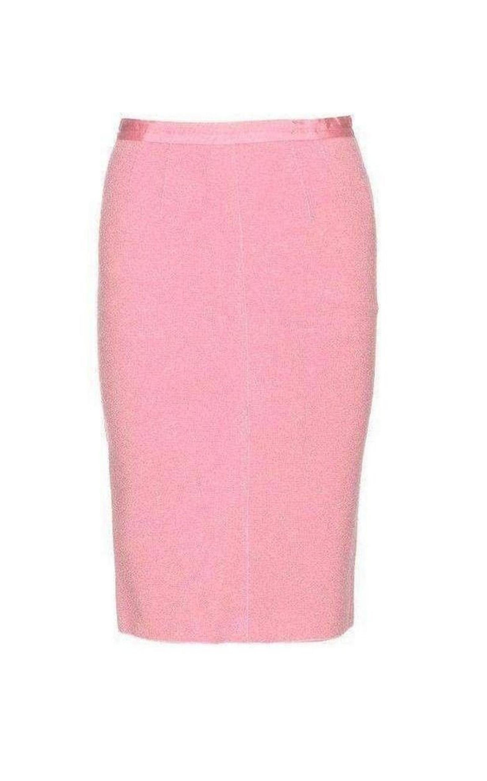  Nina RicciPink Textured Wool Pencil Skirt - Runway Catalog
