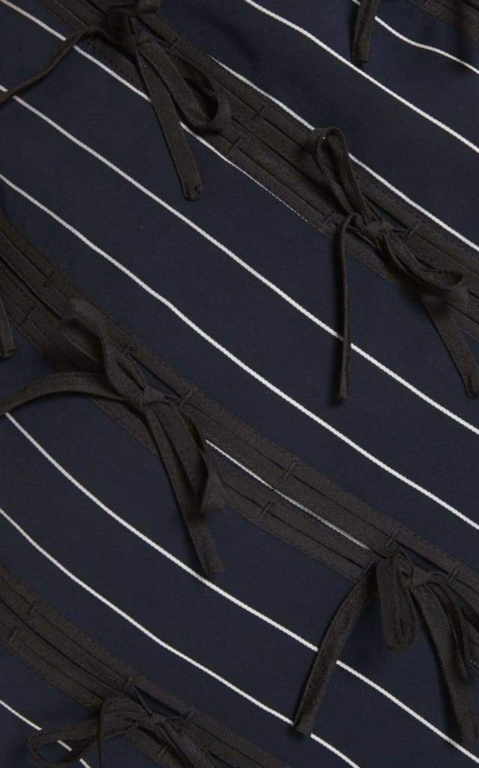  Self-PortraitPinstripe Ribbon Asymmetric Panelled Mini Skirt - Runway Catalog