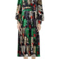  GucciPleated Rainbow-Panther Face Silk Twill Dress - Runway Catalog