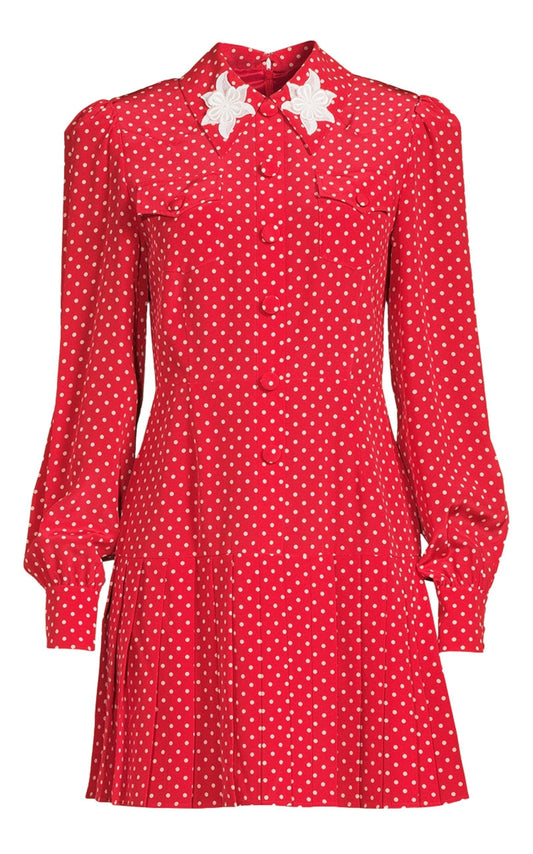  Alessandra RichPolka Dot Print Silk Shirt Dress - Runway Catalog
