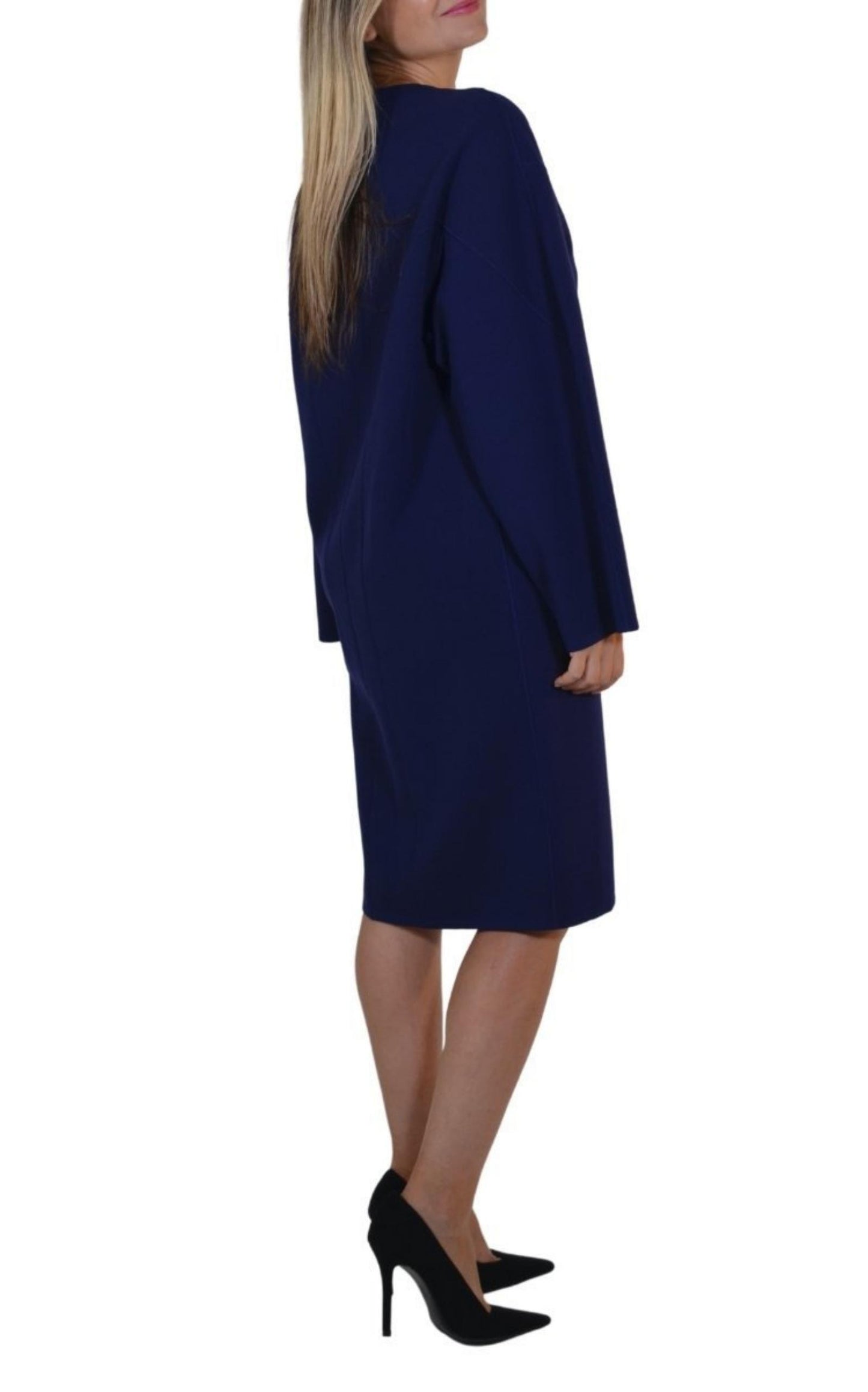  AlaïaPurple Wool Midi Dolman Long Sleeve Dress - Runway Catalog