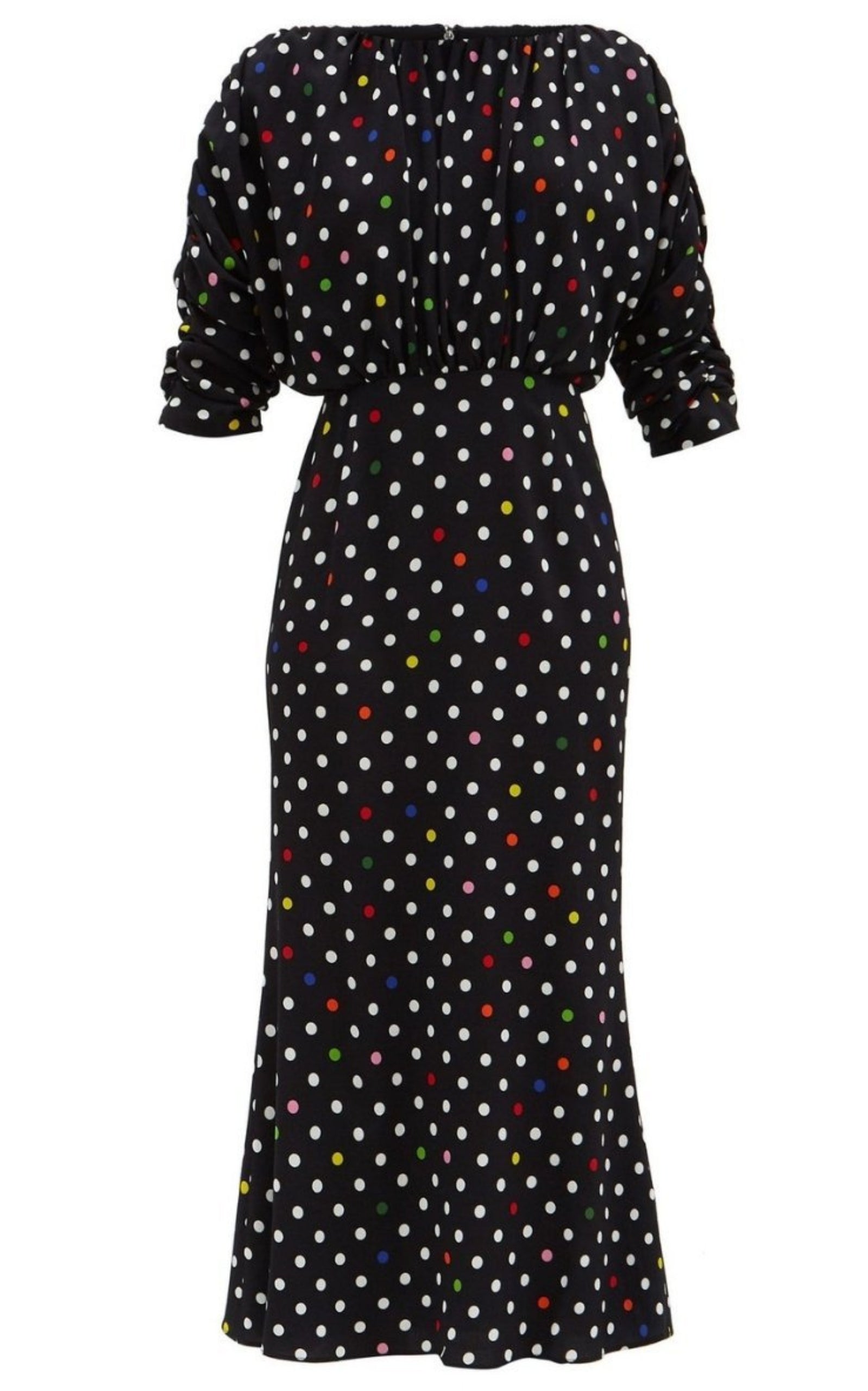  Christopher KaneRainbow Polka Dot Gathered Midi Dress - Runway Catalog