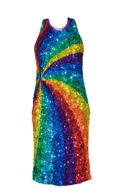  Manish AroraRainbow colours sequins cocktail dress - Runway Catalog