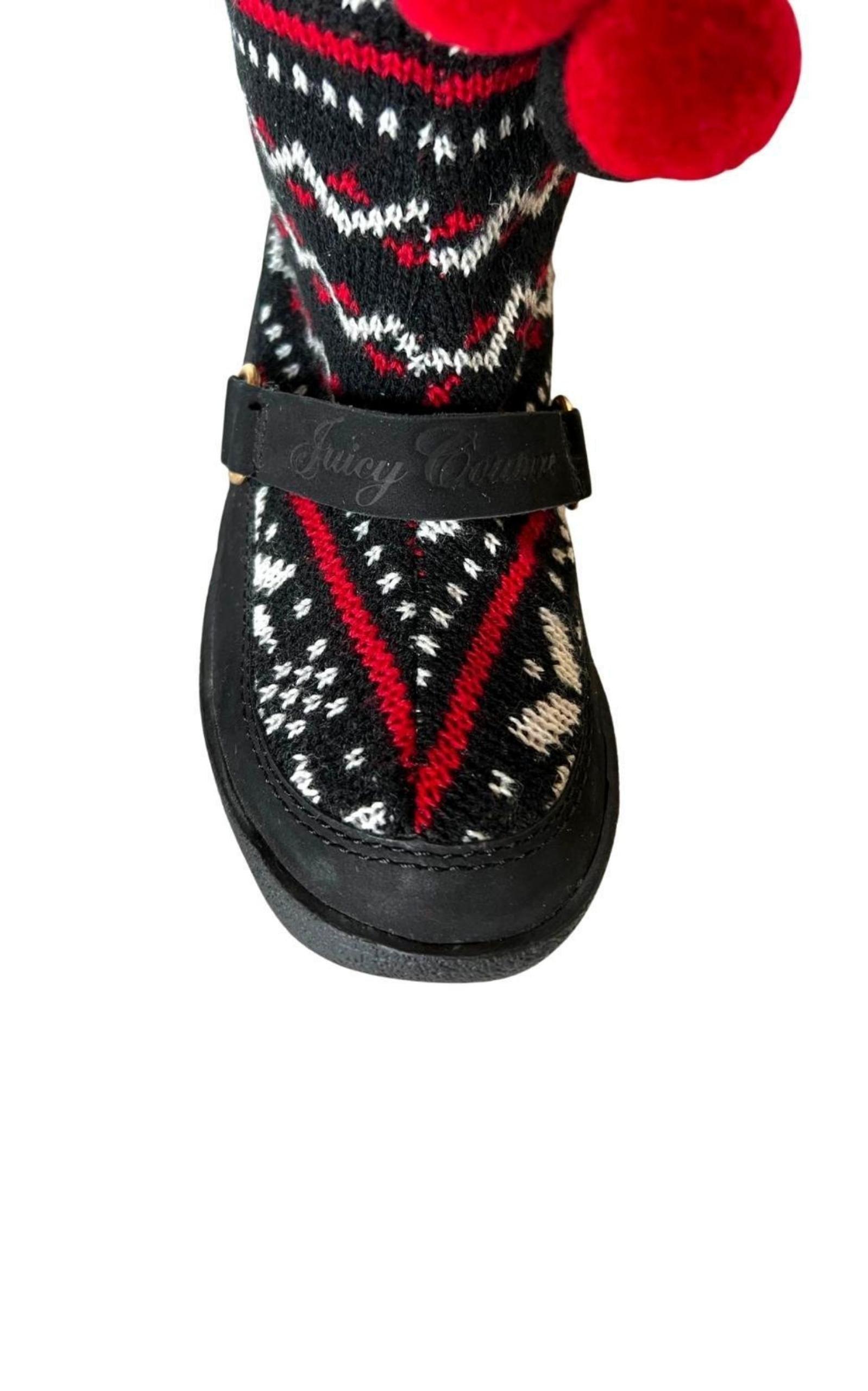  Juicy CoutureRed Black White Tall Snow Boots - Runway Catalog