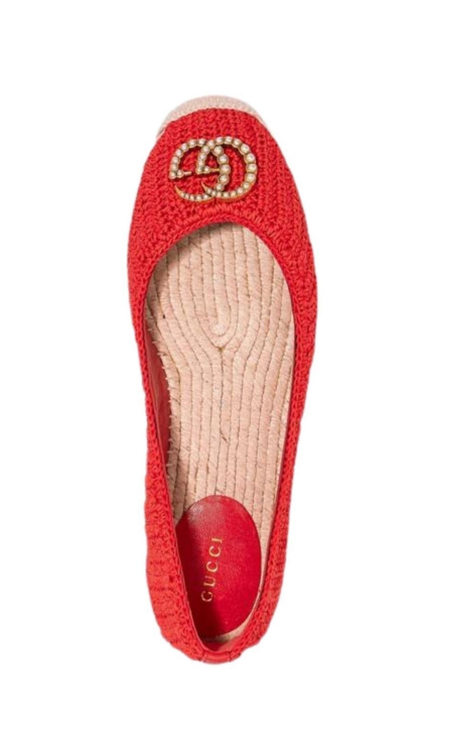  GucciRed Lilibeth GG Faux Pearl-embellished Espadrilles - Runway Catalog