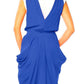  BCBGMAXAZRIARoyal Blue & White Silk Draped Dress - Runway Catalog