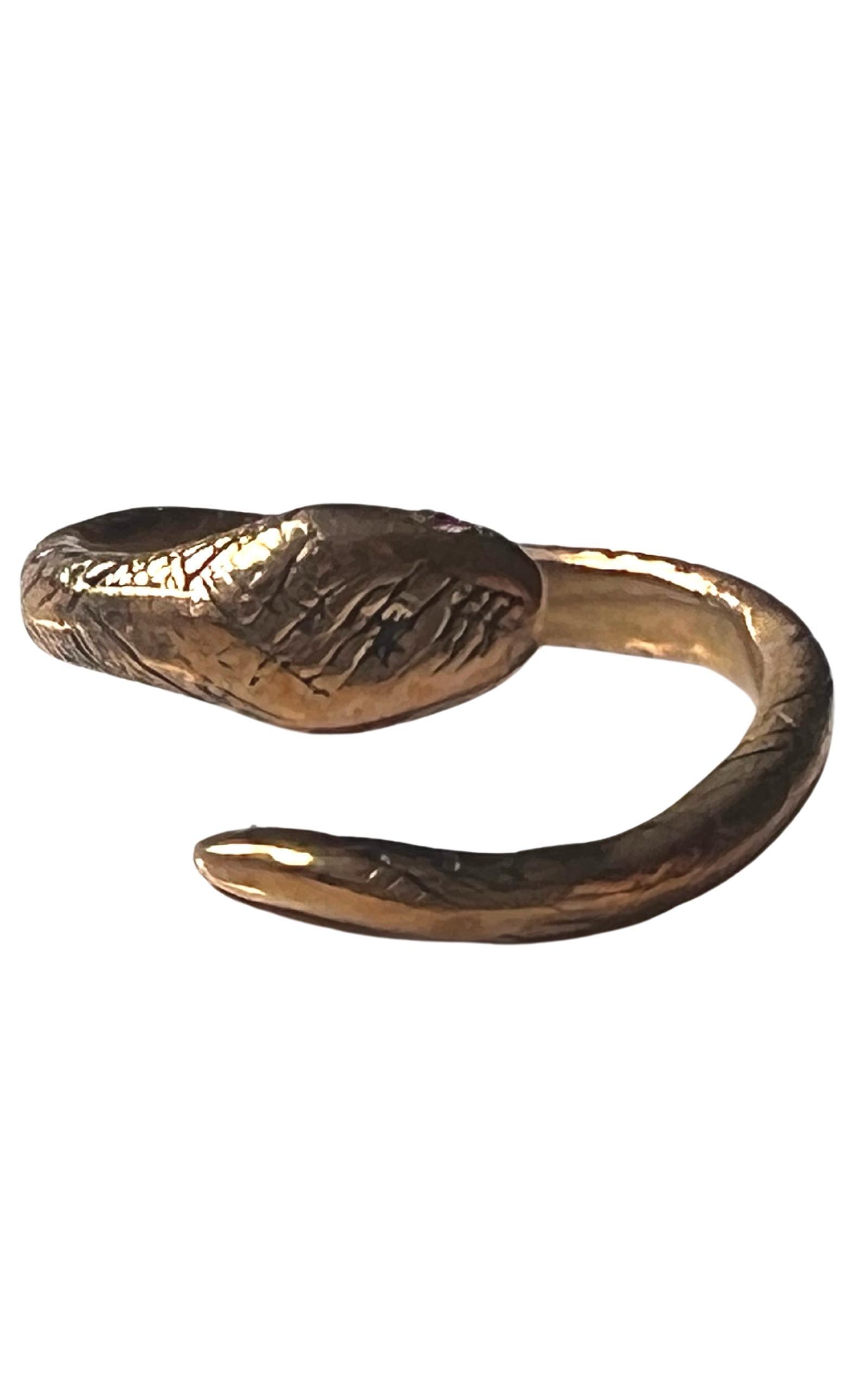  J DauphinRuby Snake Ring Bronze Adjustable - Runway Catalog
