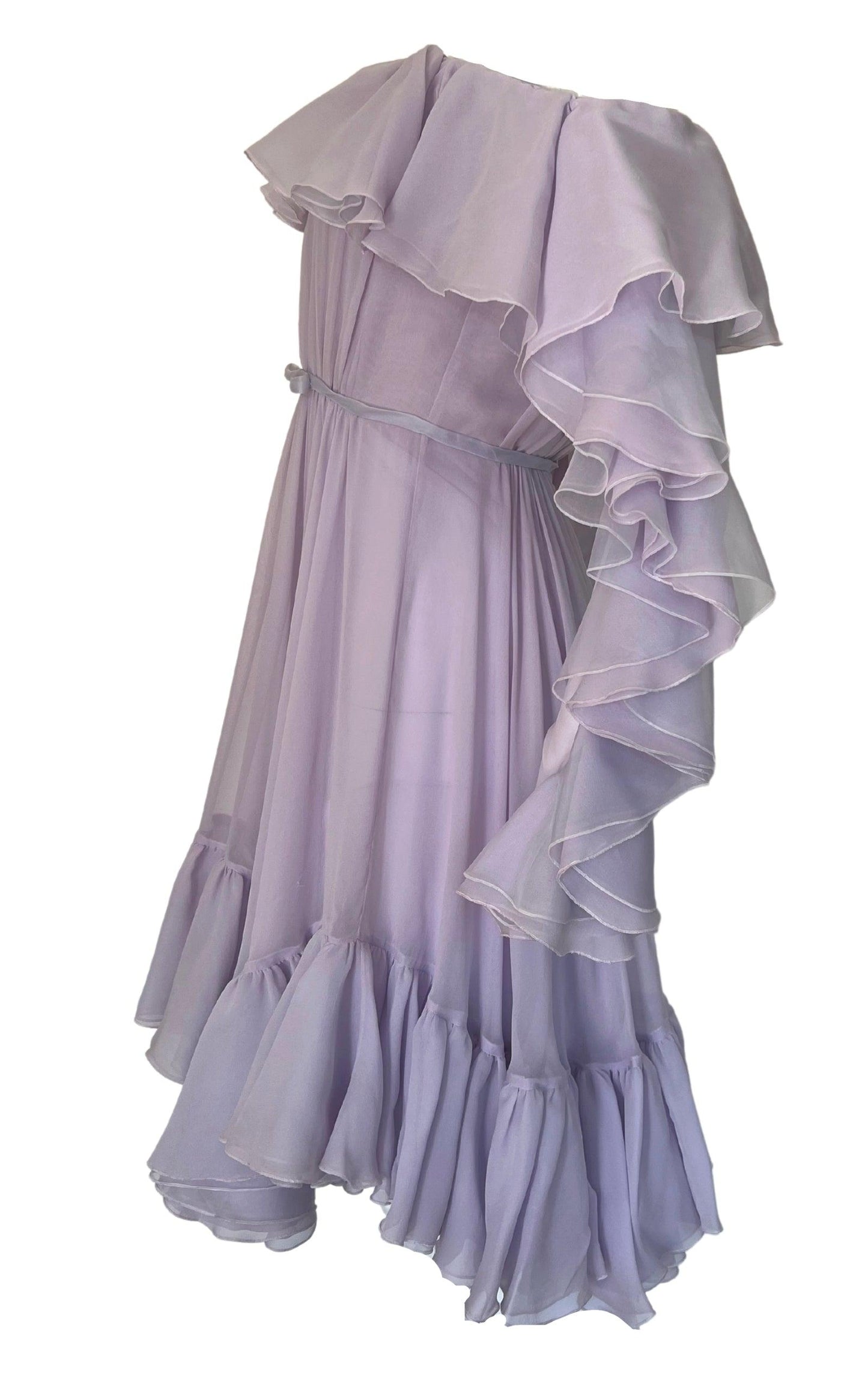  Giambattista ValliRuffled Off-Shoulder Silk Dress - Runway Catalog