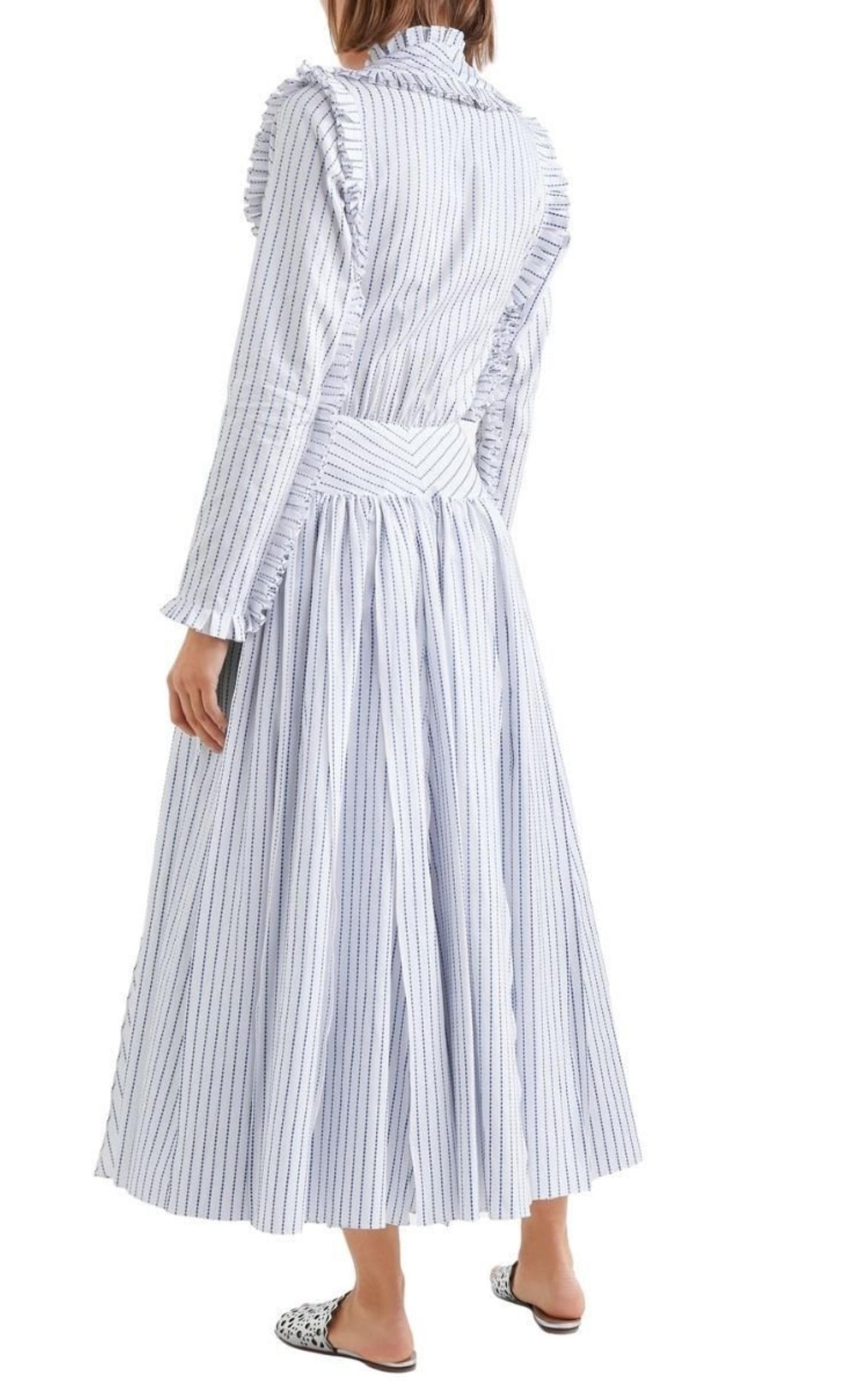  AlaïaRuffled Striped Cotton Maxi Dress - Runway Catalog