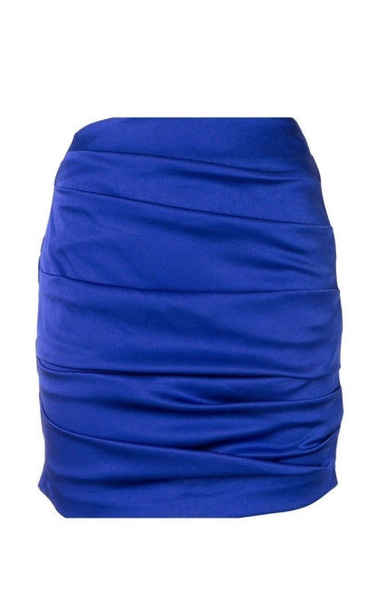 Alex PerrySatin Crepe Ruched Mini Skirt - Runway Catalog
