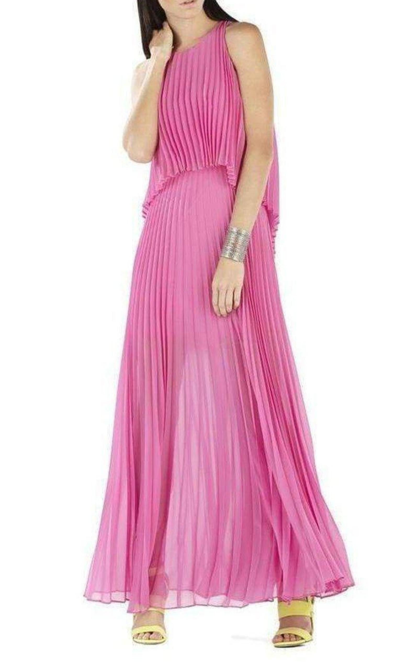  BCBGMAXAZRIAShaina Pink Sleeveless Pleated Gown - Runway Catalog