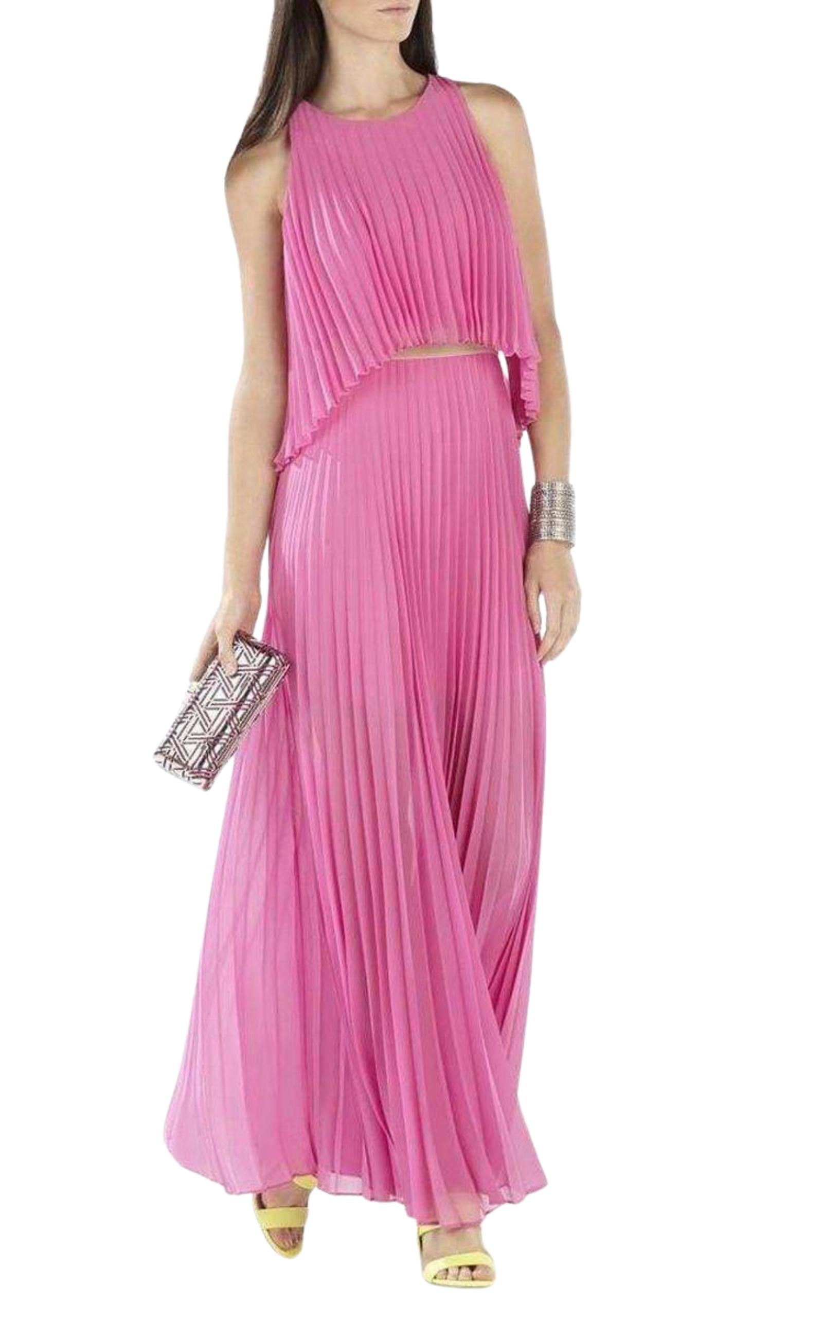 Shaina Pink Sleeveless Pleated Gown