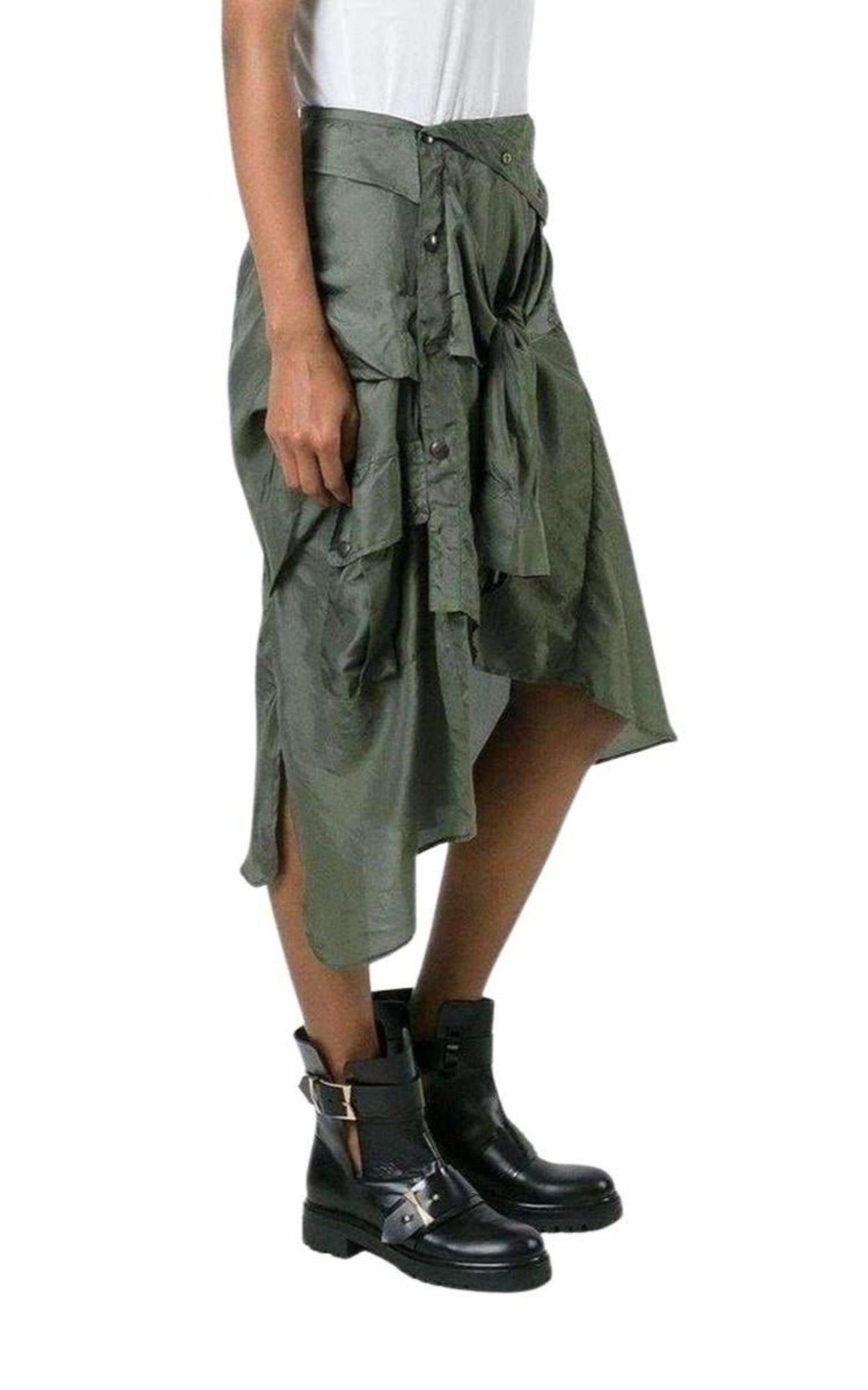 Faith ConnexionShirt Style Asymmetric Silk Skirt - Runway Catalog