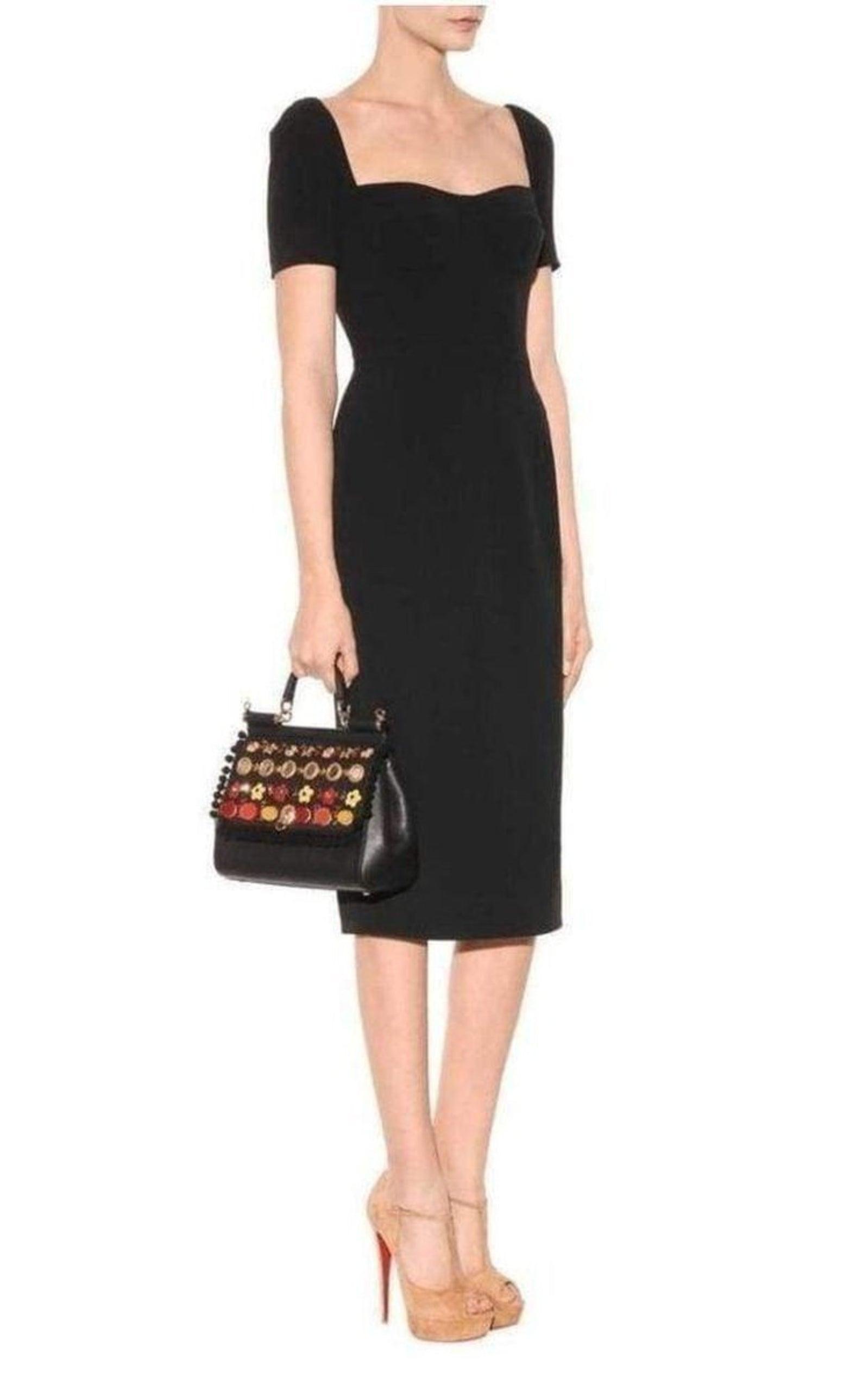 Sicily Mini Leather Shoulder Bag in Black - Dolce Gabbana