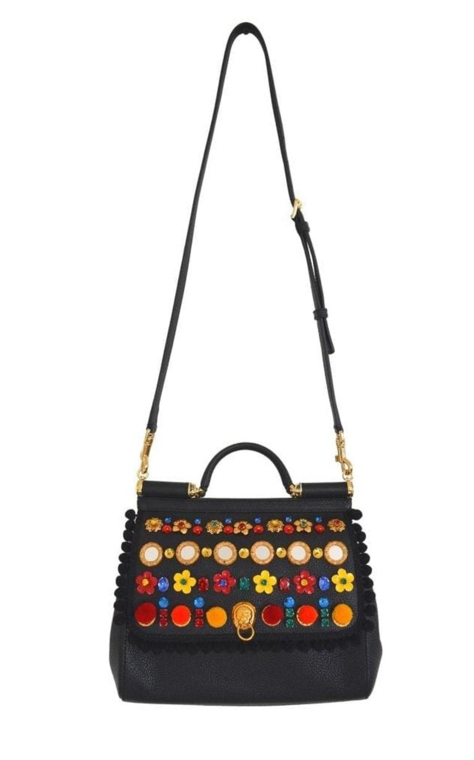  Dolce & GabbanaSicily In Raffia Shoulder Leather Bag - Runway Catalog