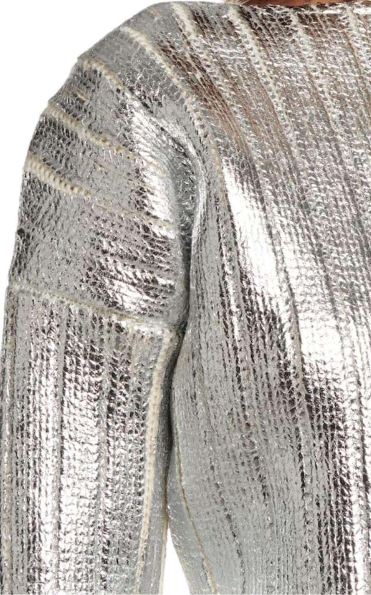  BalmainSilver Cropped Wool-blend  Sweater - Runway Catalog