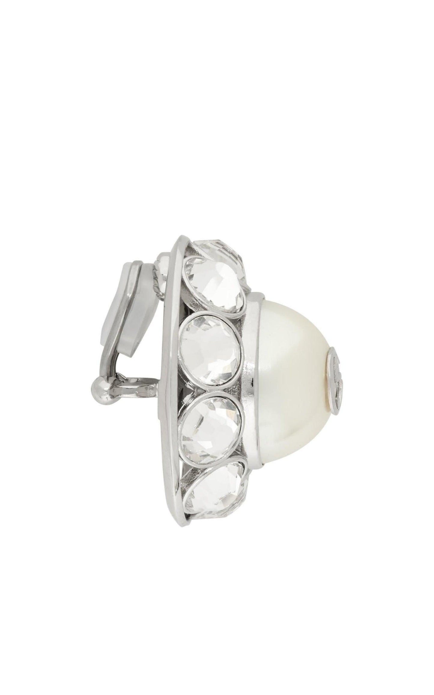  GucciSilver Crystal & Pearl Interlocking G Earrings - Runway Catalog
