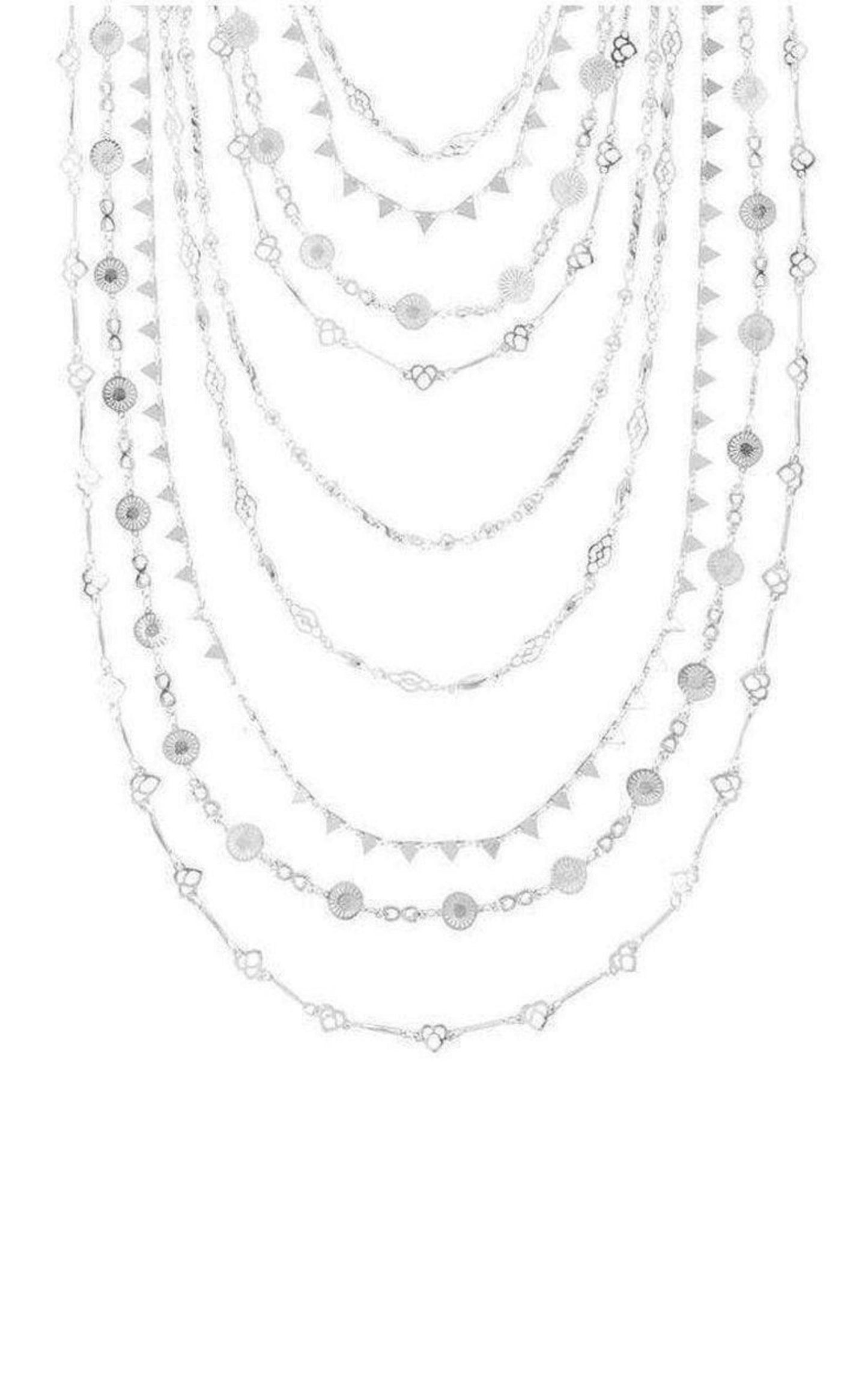 Silver Layered Novelty Chain Necklace