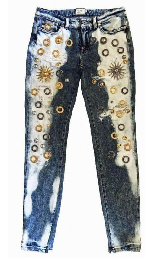  Fausto PuglisiSkinny Metal Embellishment Jeans - Runway Catalog