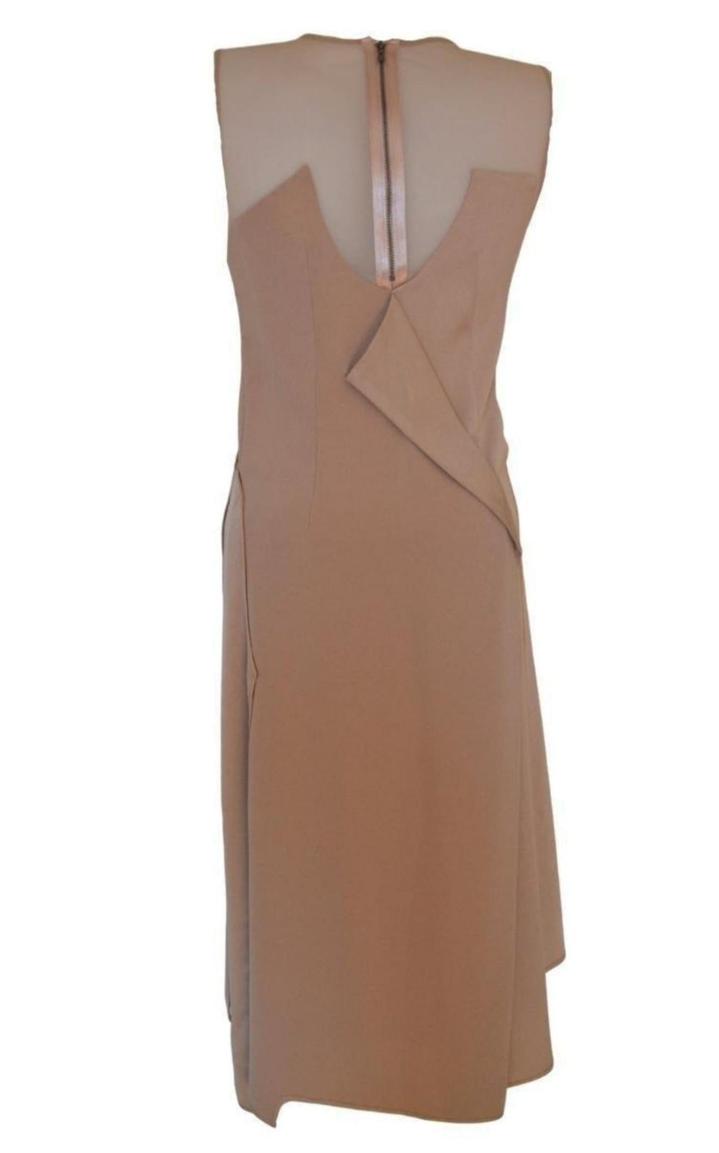 Sleeveless Pleated Contrast-Tulle Dress