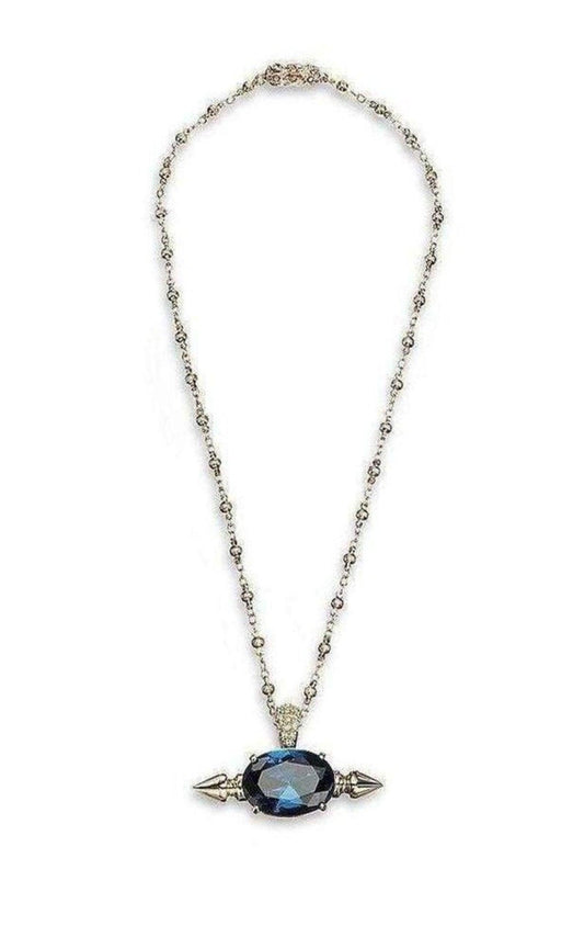  MawiSpike and Oval Blue Crystal Necklace - Runway Catalog
