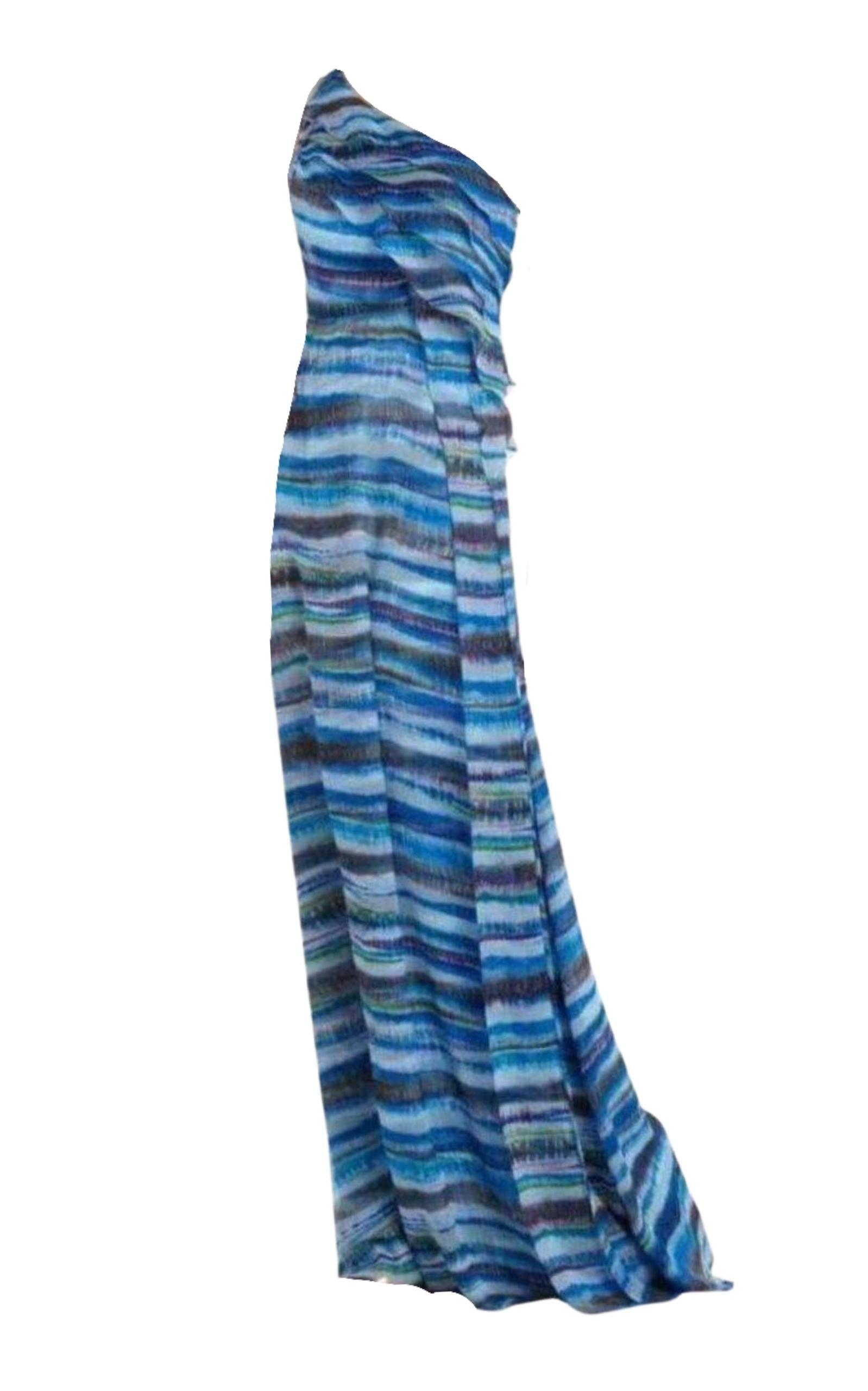  BCBGMAXAZRIAStella One Shoulder Dreamy Print Silk Dress - Runway Catalog
