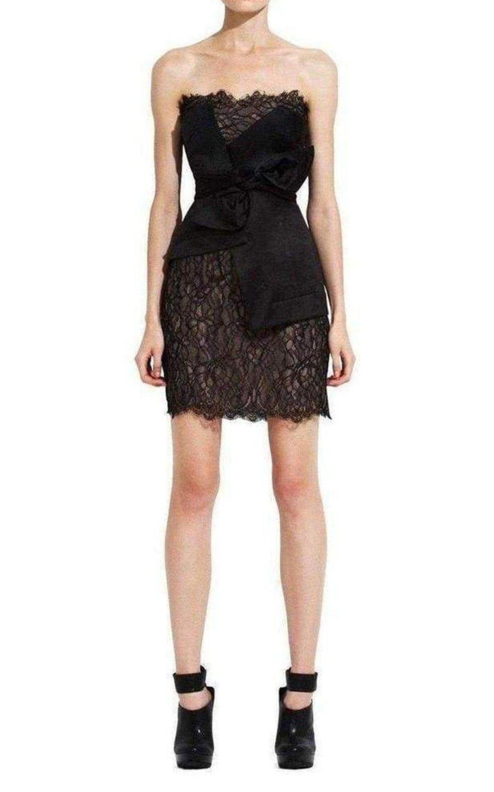 BCBGMAXAZRIA Strapless Lace Bustier Mini Dress Runway Catalog