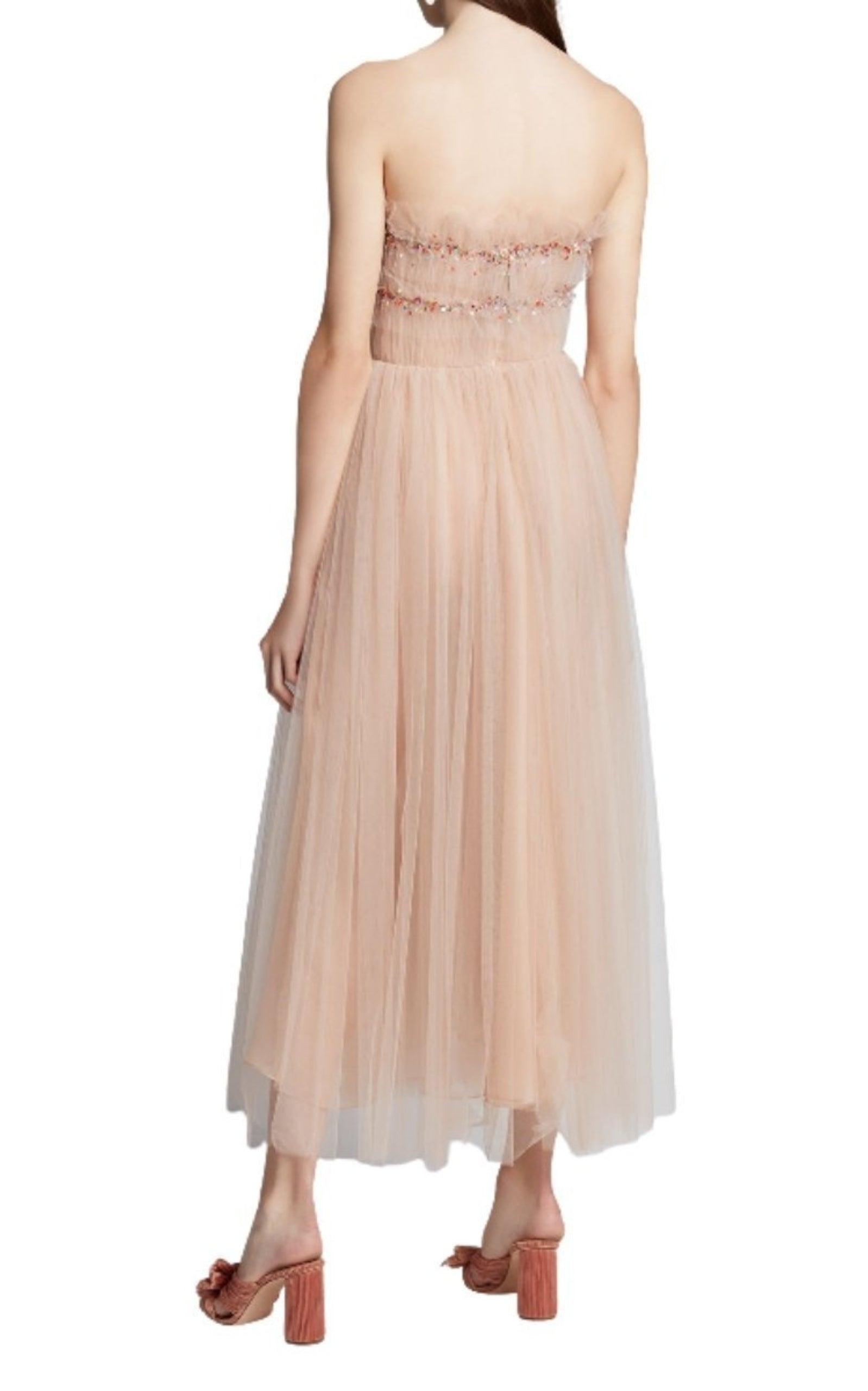  Jason WuStrapless Ruched Tulle Midi Cocktail Dress - Runway Catalog