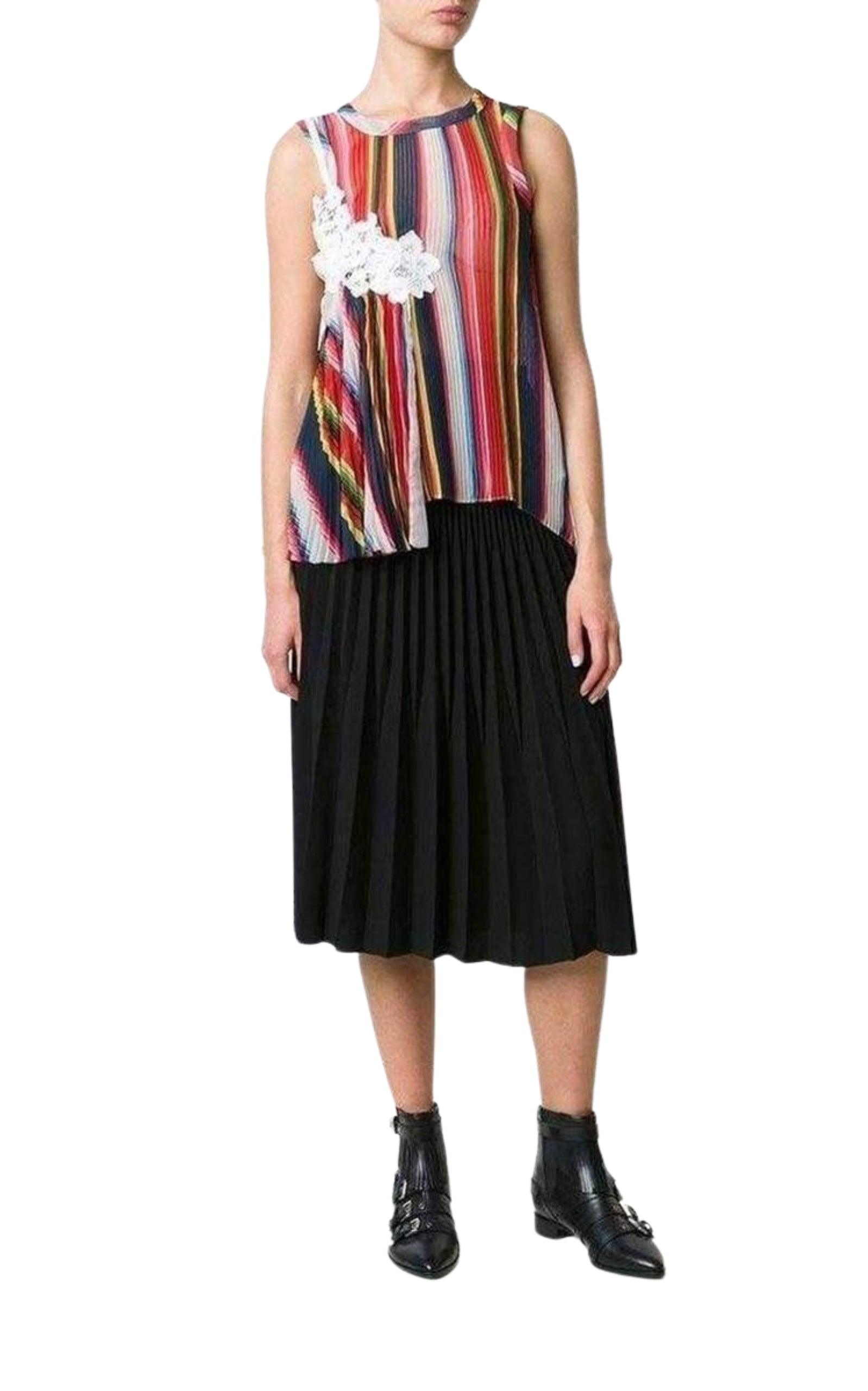 sacai floral-print pleated sleeveless blouse - Multicolour