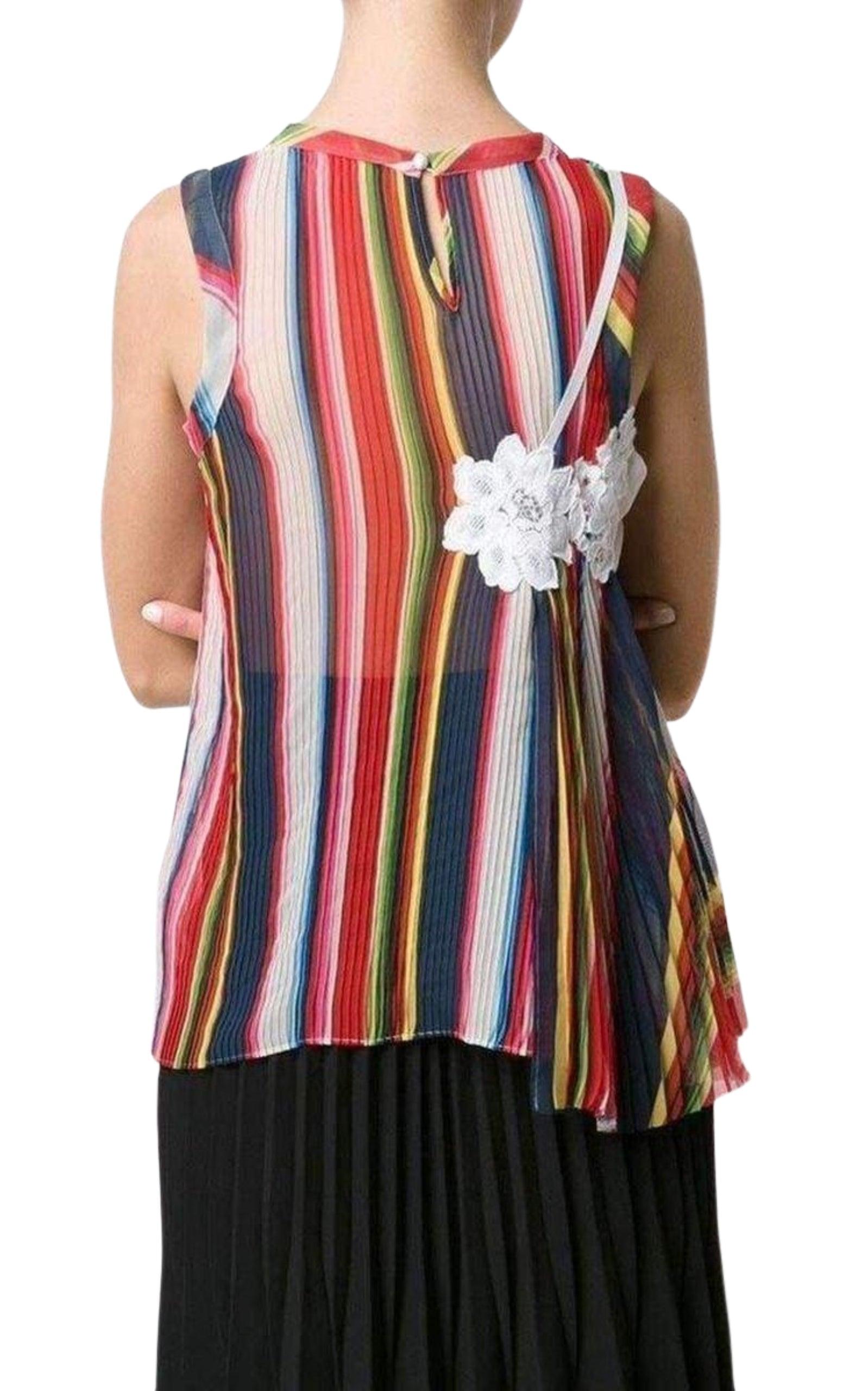  SacaiStriped Pleated Camisole Tank Top - Runway Catalog