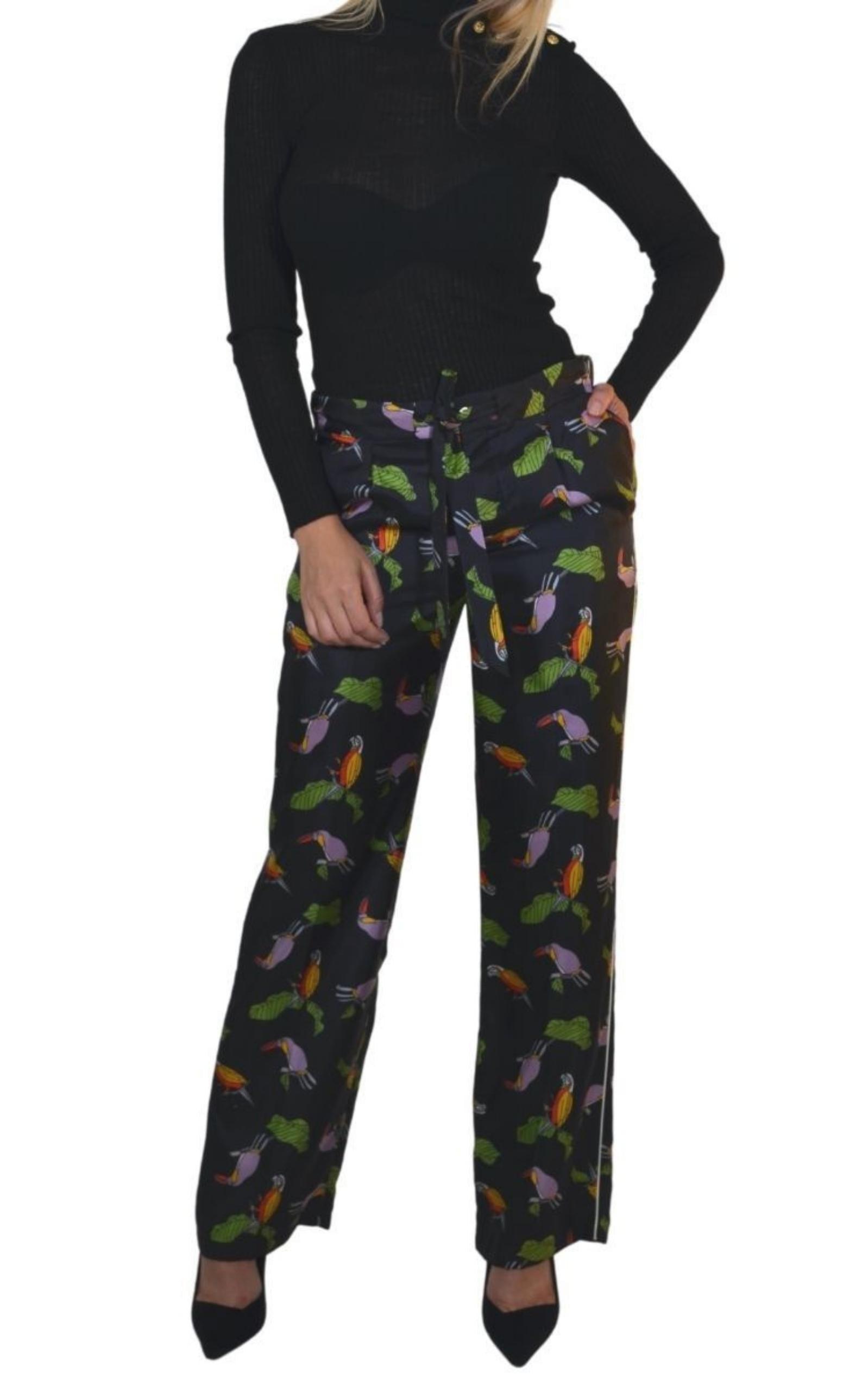  GucciToucan Print Pyjama Silk Pants - Runway Catalog