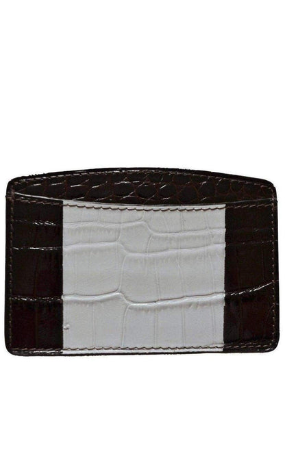  Dries Van NotenTwo Tone Crock Print Leather Card Holder - Runway Catalog