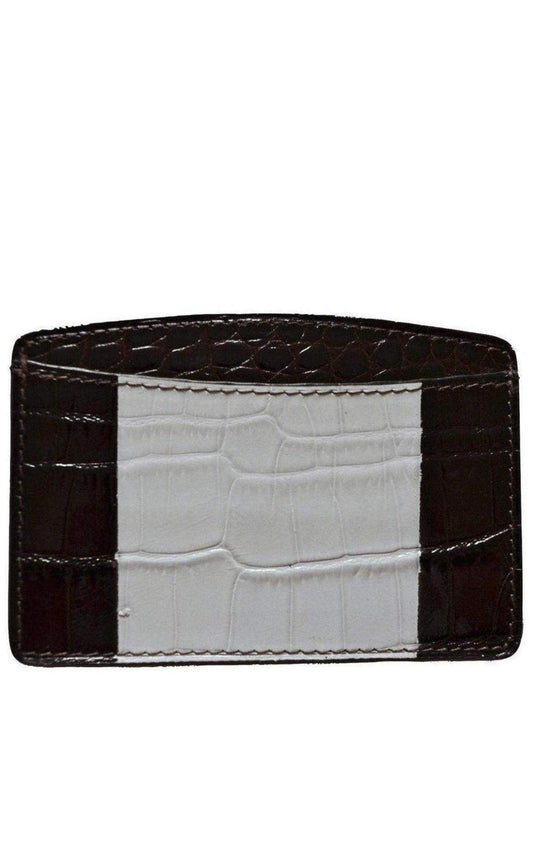  Dries Van NotenTwo Tone Crock Print Leather Card Holder - Runway Catalog