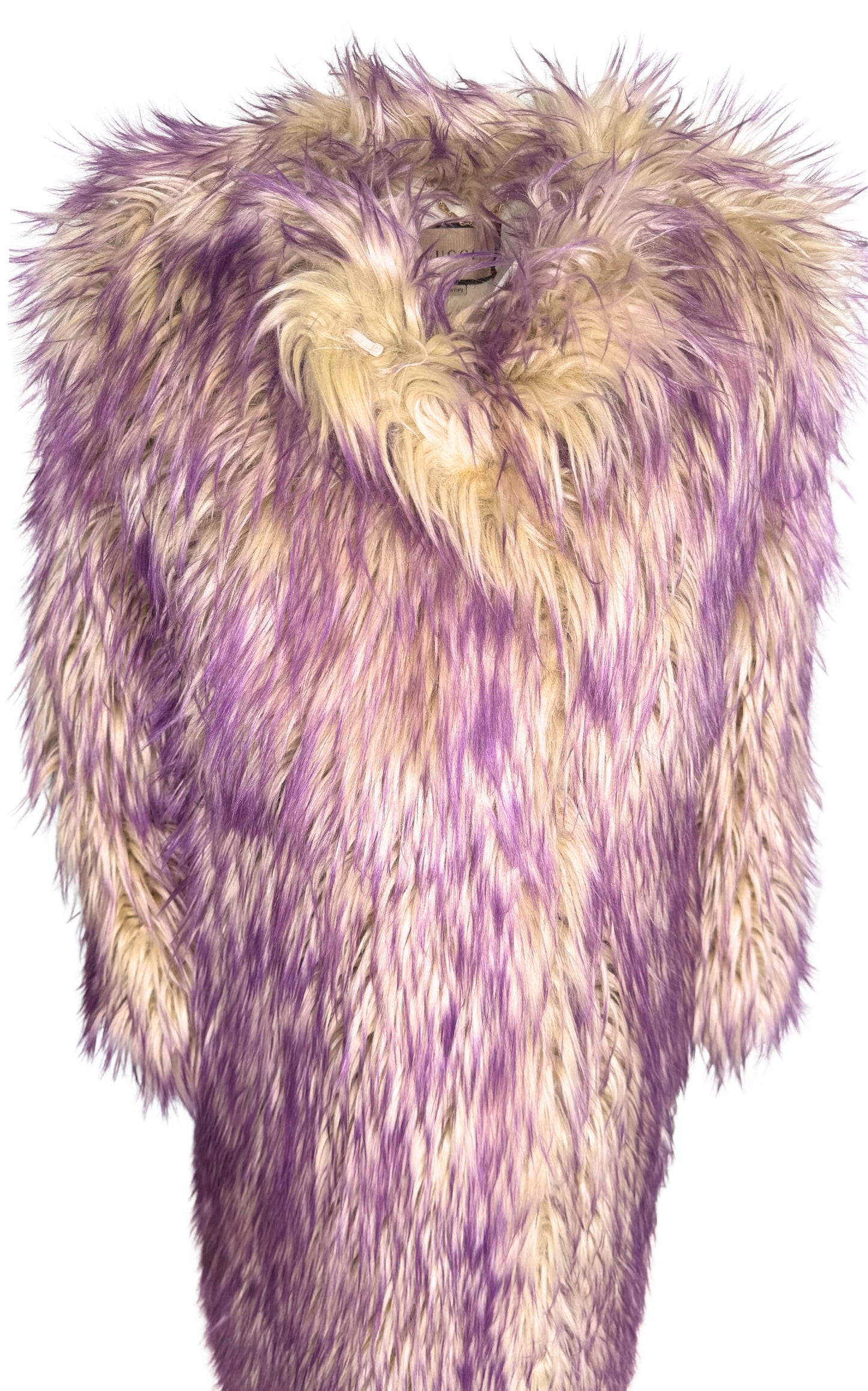 Faux Fur Coat with Contrast Colored Tips