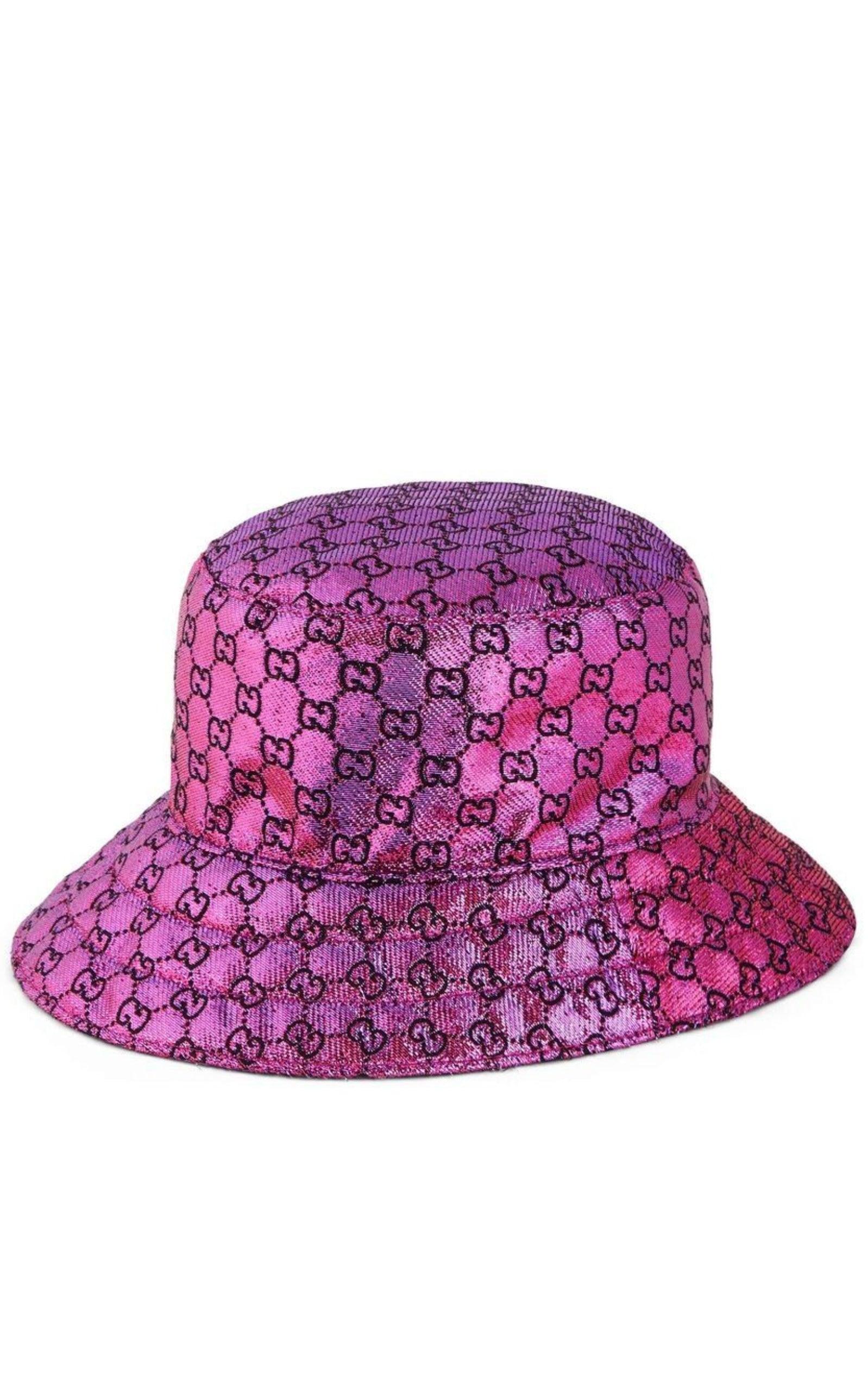 Reversible GG Lamé Bucket Hat-Hats-Gucci-M-Pink-Silk-Runway Catalog