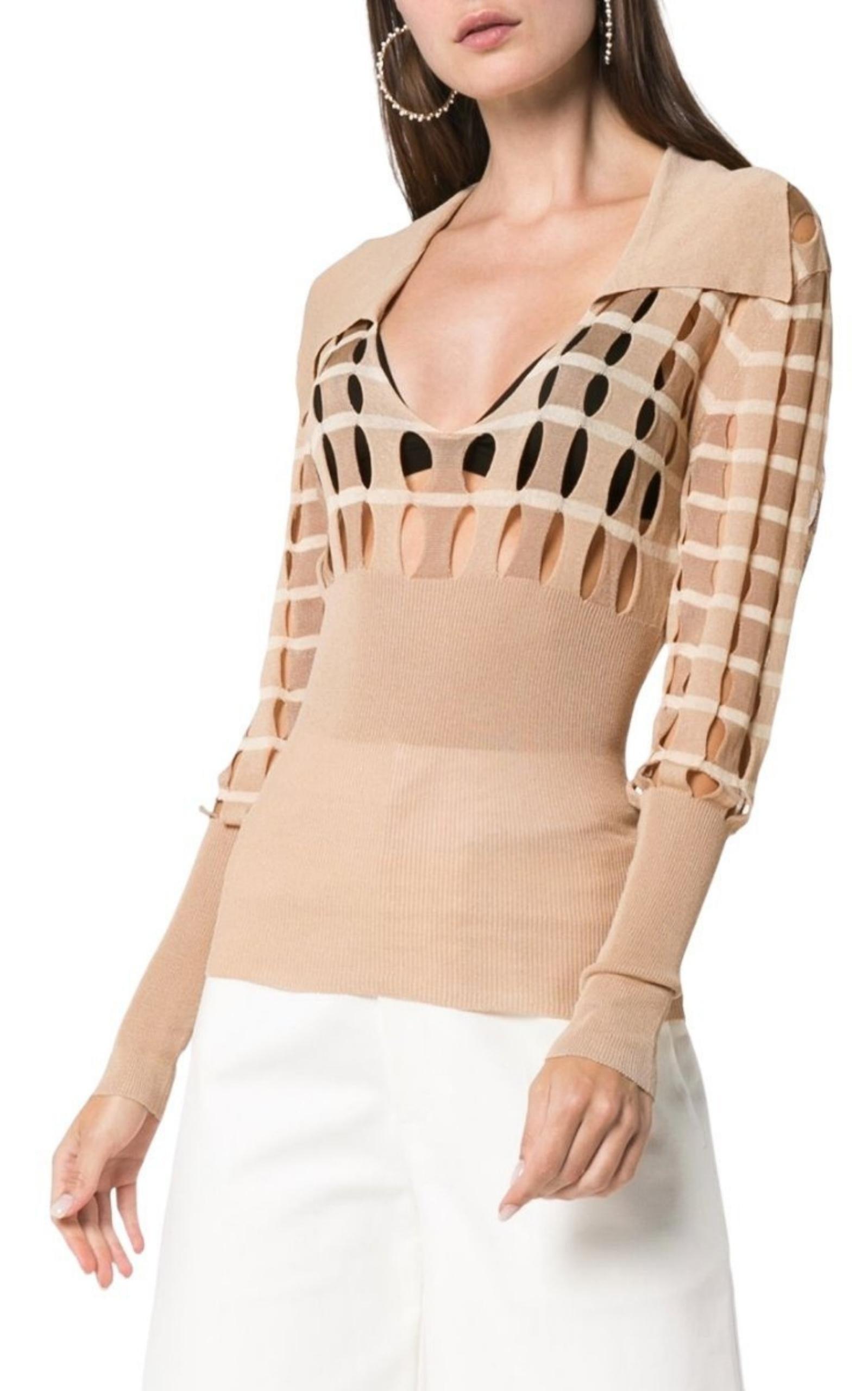  JacquemusV neck Polo Cut-out Sweater - Runway Catalog