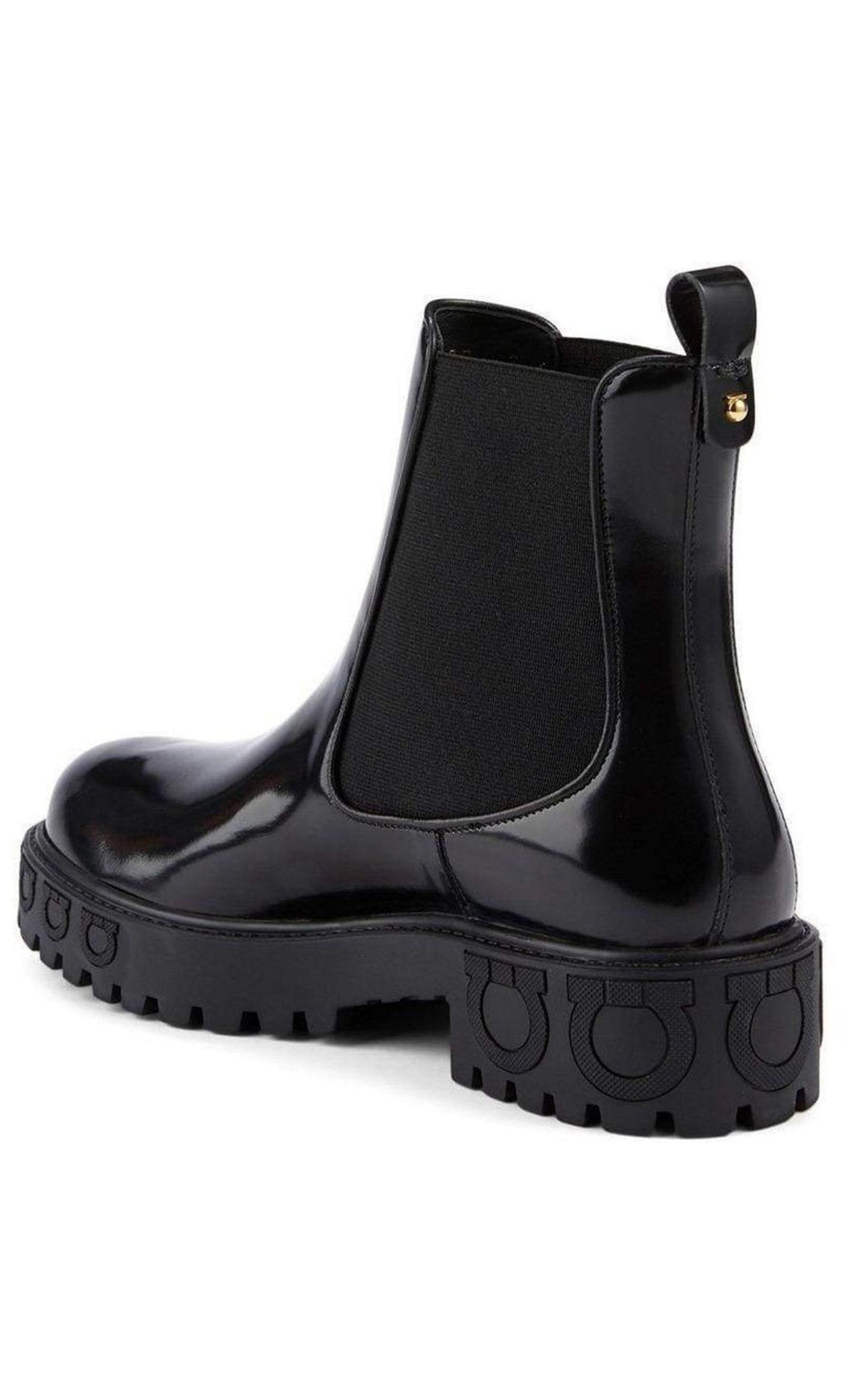  Salvatore FerragamoVarsi Leather Gancini-Sole Chelsea Boots - Runway Catalog