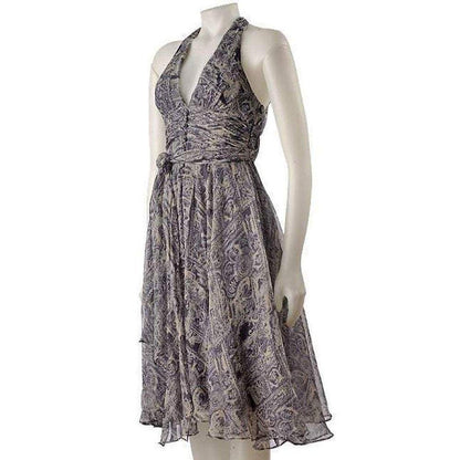 BCBGMAXAZRIA-Victorian Floral Halter Silk Dress - Runway Catalog
