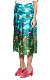  GucciVita Garden Pleated Silk Skirt - Runway Catalog