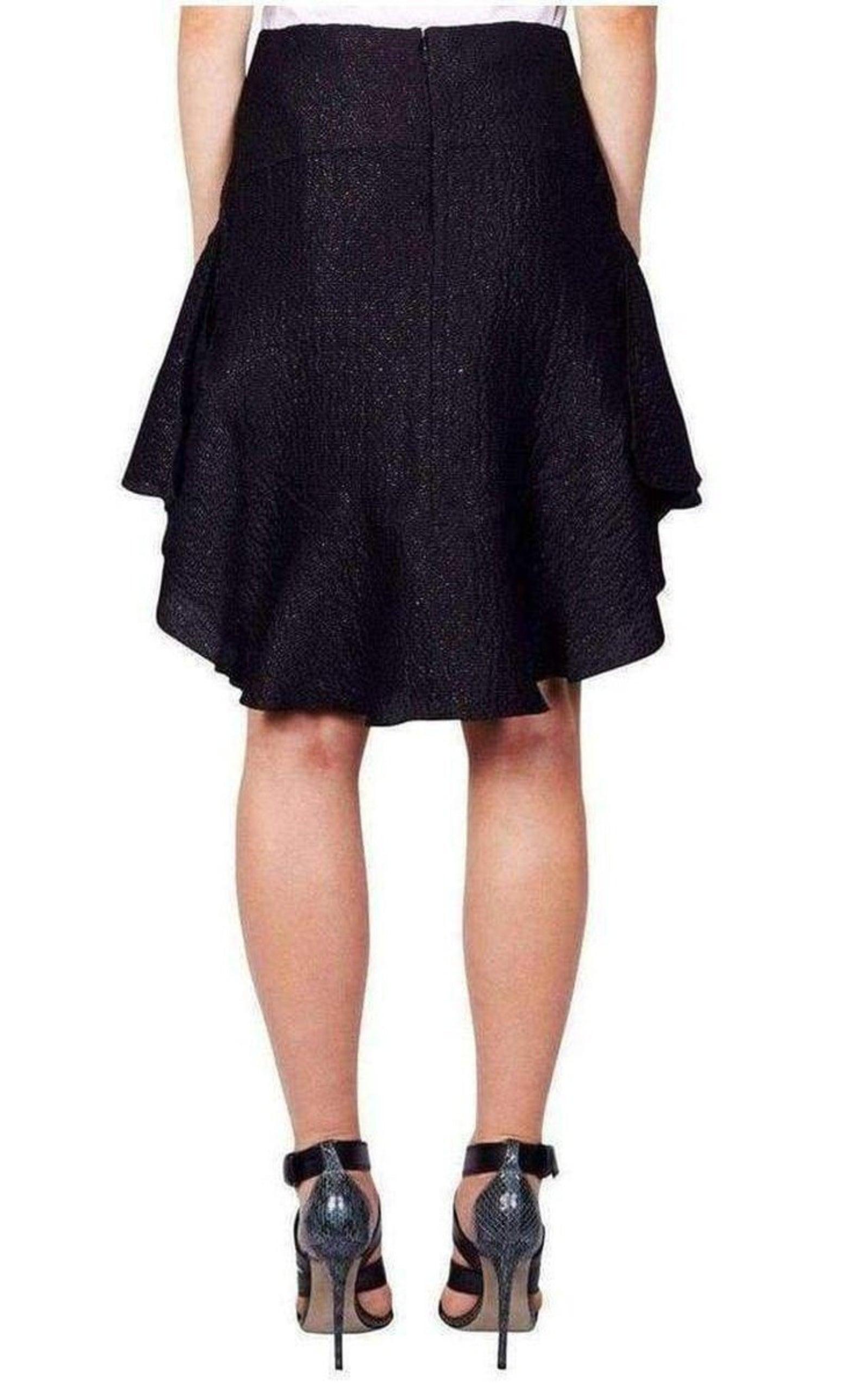  ChloeWavy Shiny Black Jacquard Skirt - Runway Catalog