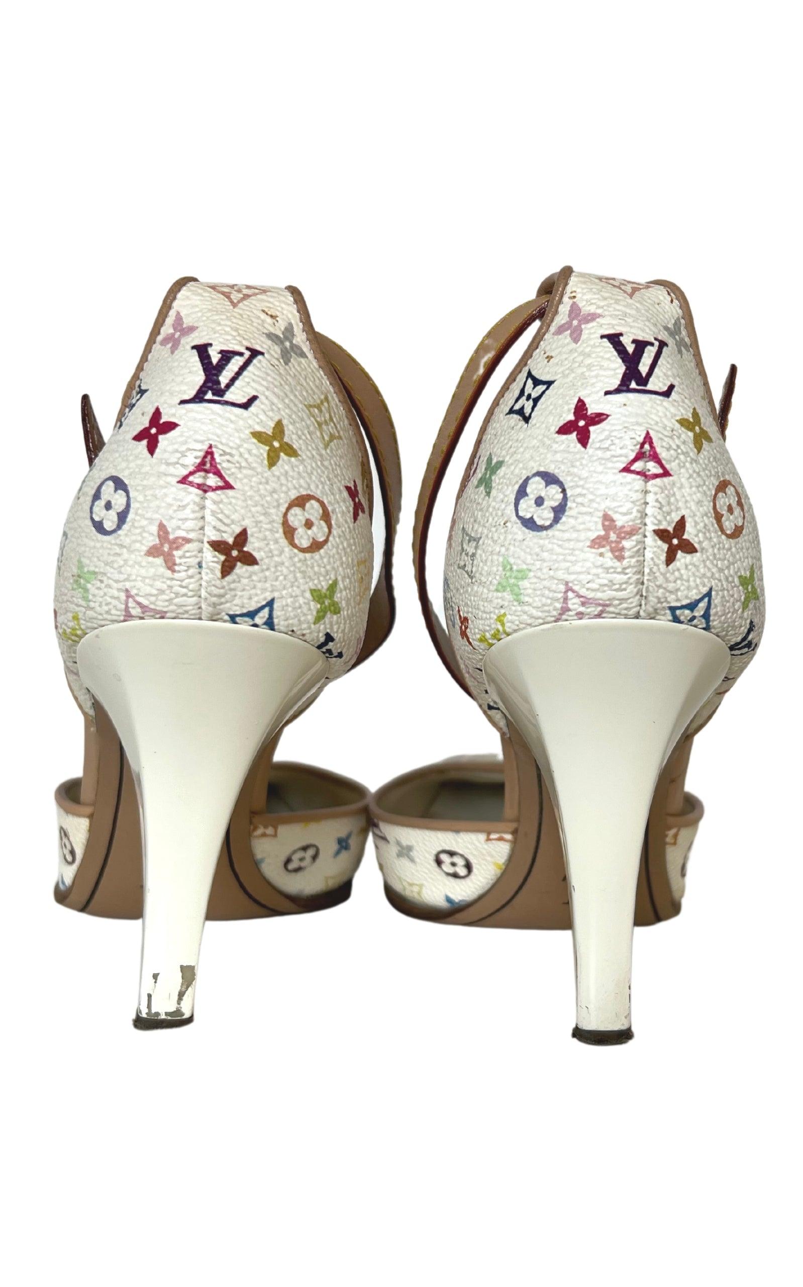 Louis Vuitton white multicolored heels (authentic)  Louis vuitton shoes  heels, Multi colored heels, Louis vuitton heels