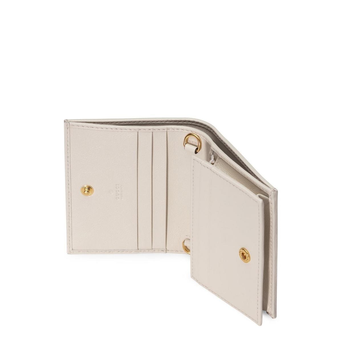 Gucci-White Rajah Chain Card Case Wallet - Runway Catalog