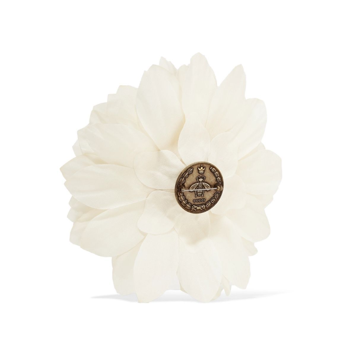 Gucci-White Silk Flower Brooch - Runway Catalog